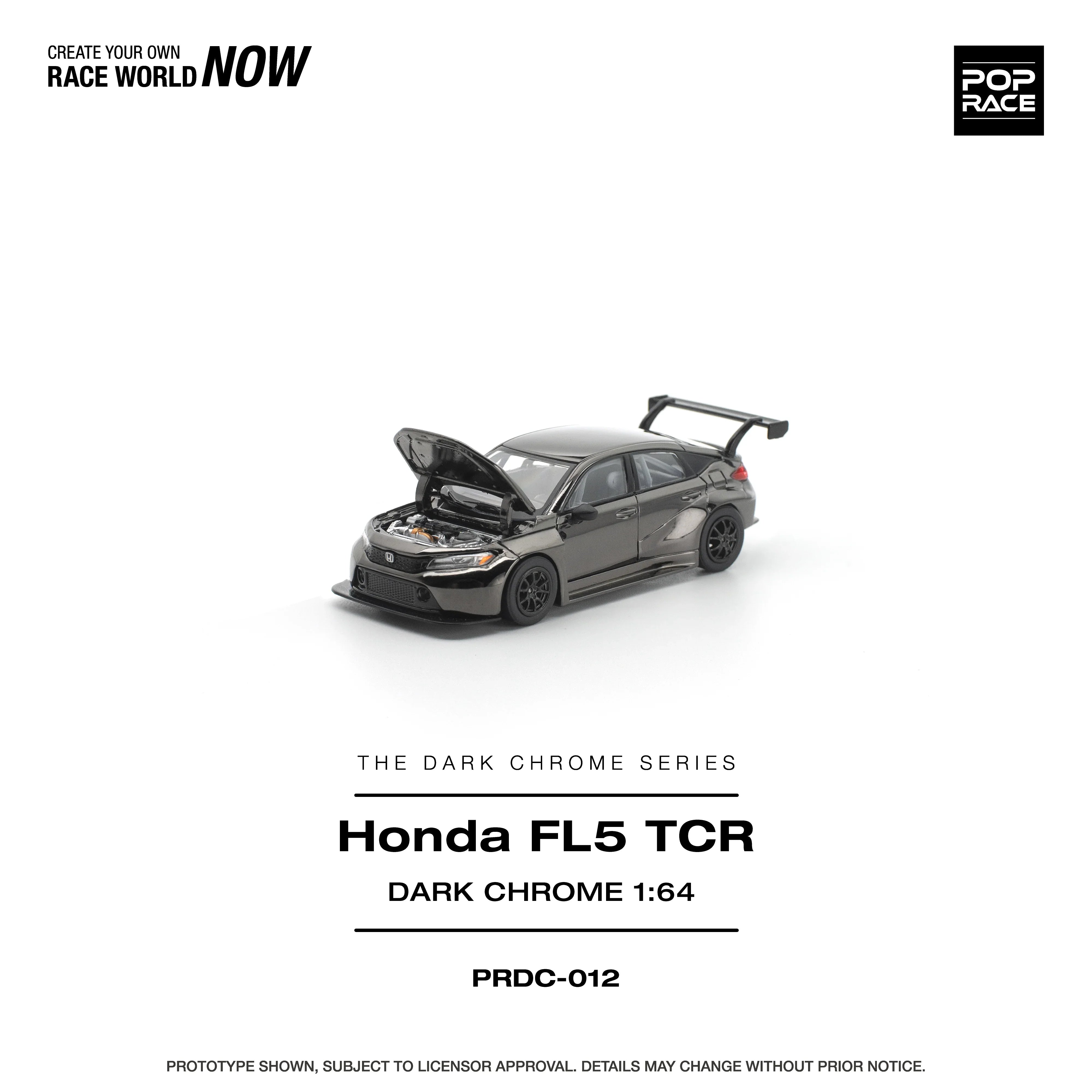 Premium scale diecast model car – *PRE-ORDER* Honda Civic Fl5 TCR, 1:64 Scale (Dark Chrome) Collectible