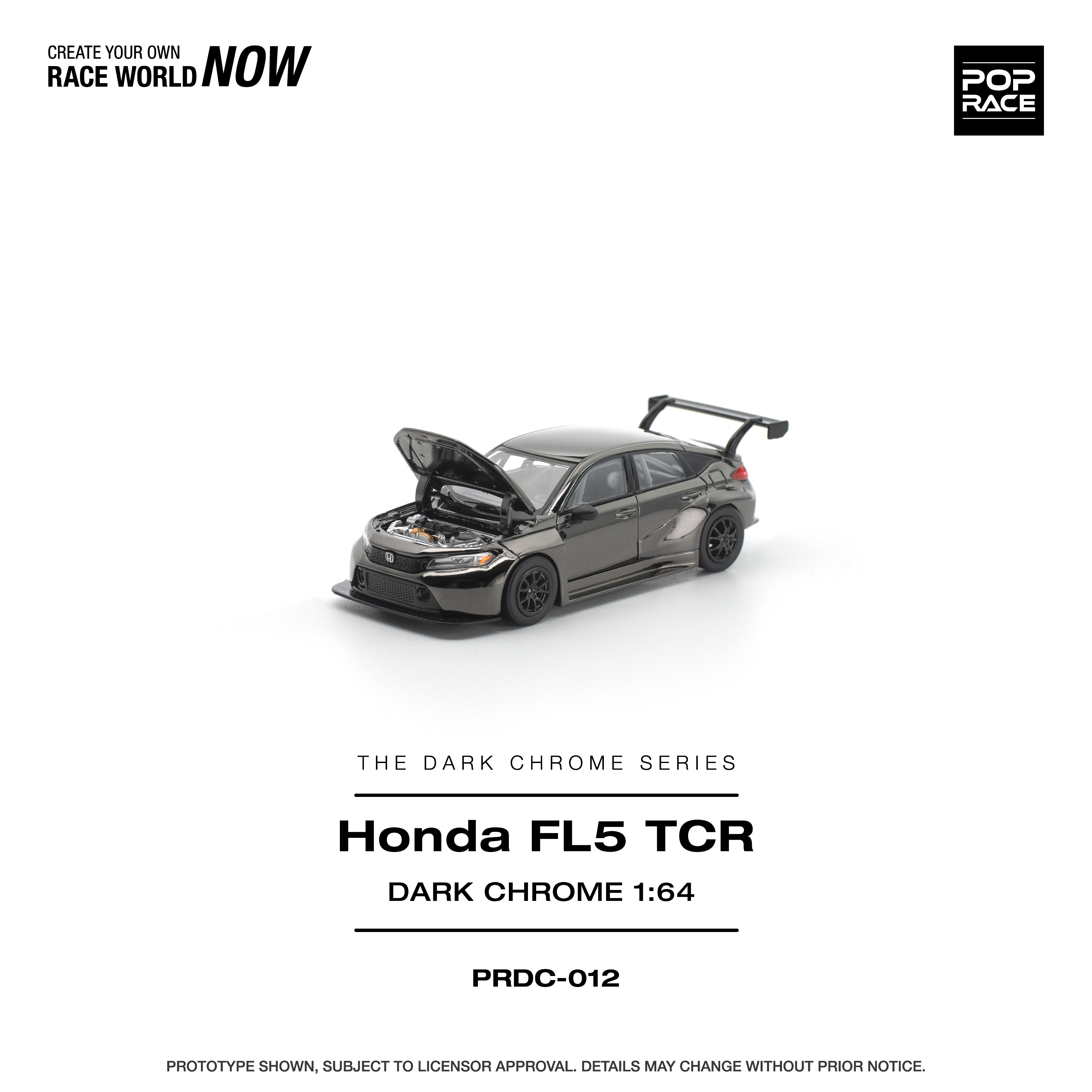 Premium scale diecast model car – *PRE-ORDER* Honda Civic Fl5 TCR, 1:64 Scale (Dark Chrome) Collectible