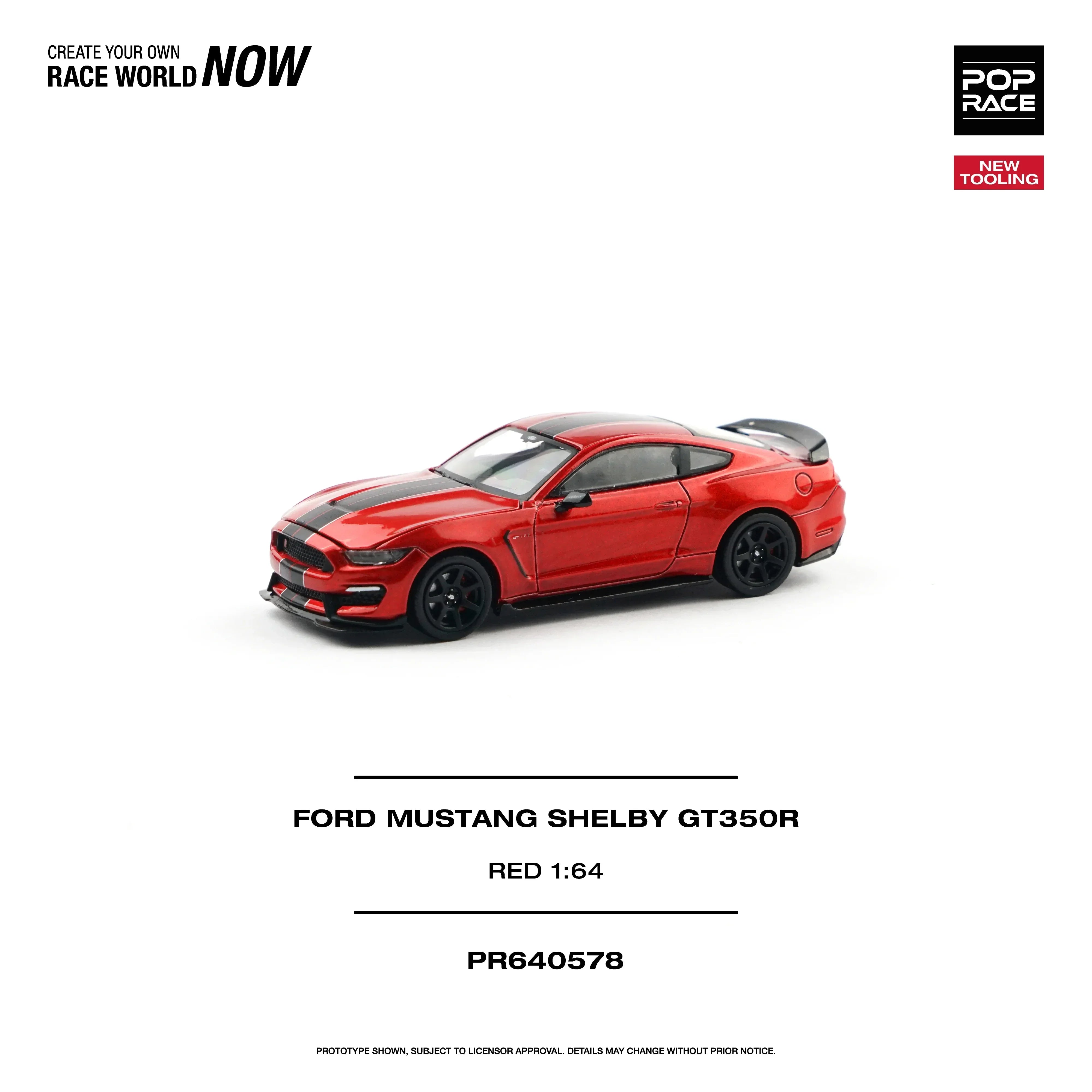 Premium scale diecast model car – *PRE-ORDER* Ford Mustang Shelby GT350R Race, 1:64 Scale (Red) Collectible