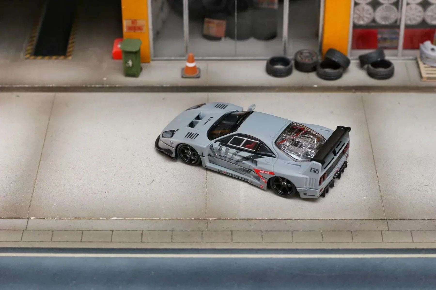 Premium scale diecast model car – LBWK Ferrari F40 Limited to 499, 1:64 Scale (Cement Grey) Collectible