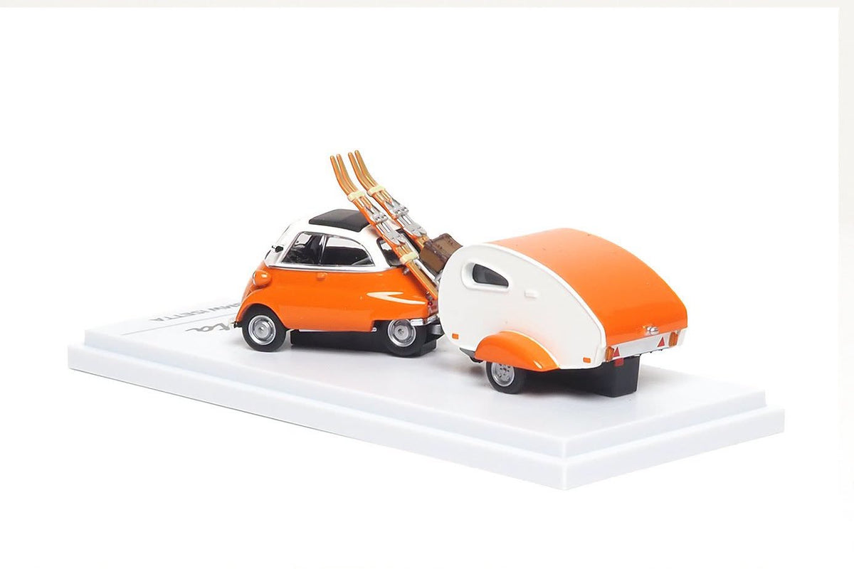 BMW lsetta with Ski & Trailer set, 1:64 Scale (Orange)