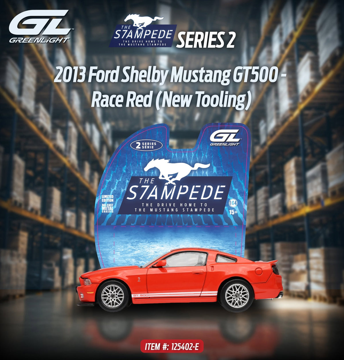 The Mustang Stampede Series 2 - 2013 Ford Shelby Mustang GT500 – Race, 1:64 Scale (Red)