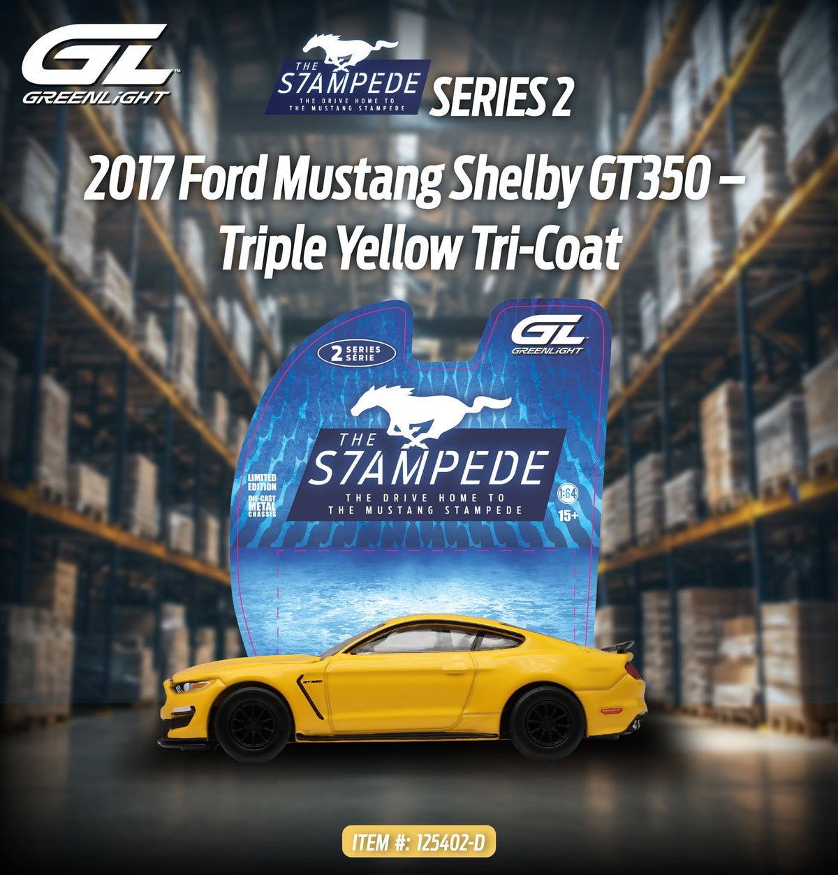 The Mustang Stampede Series 2 - 2017 Ford Mustang Shelby GT350 - Triple Yellow Tri-Coat, 1:64 Scale