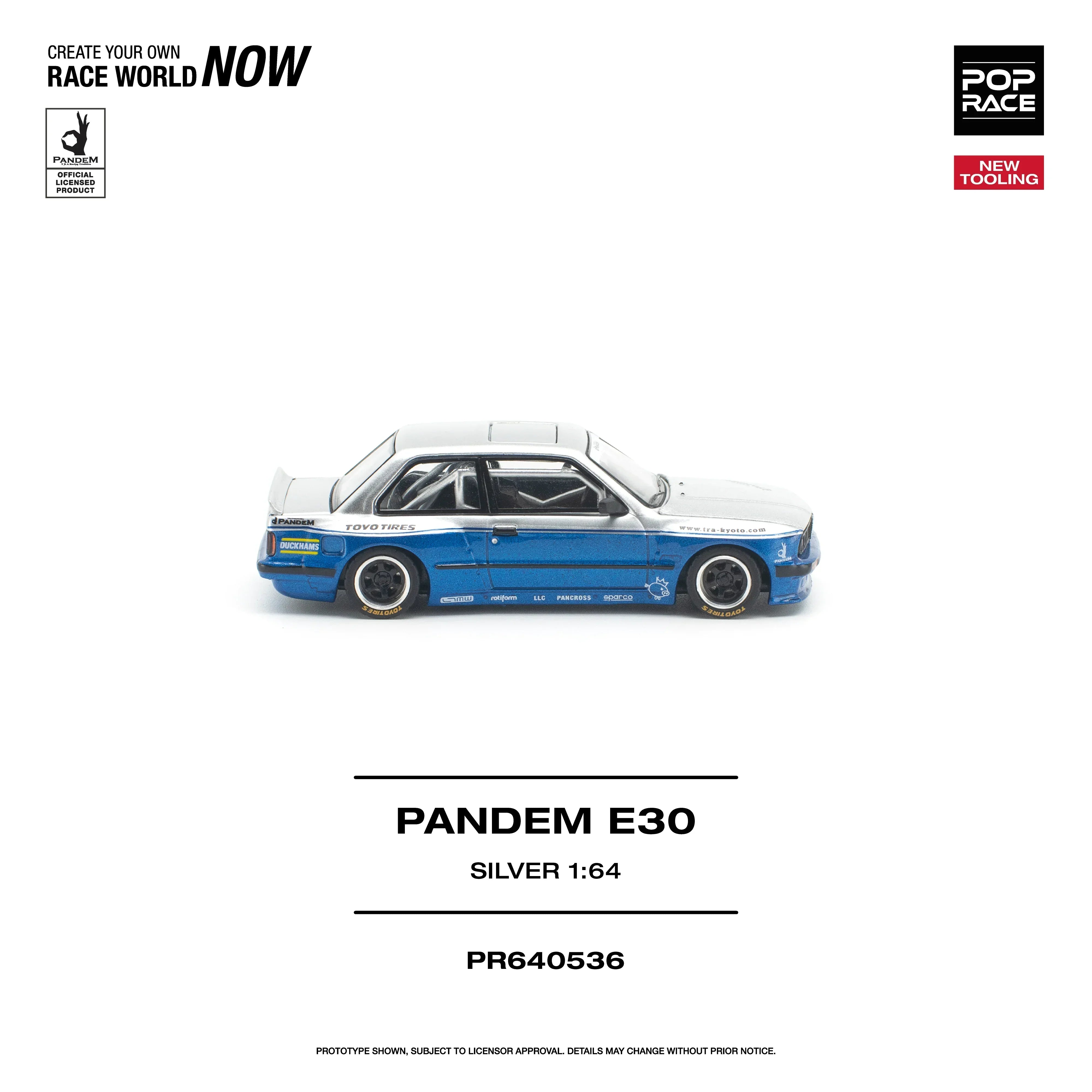 Premium scale diecast model car – *PRE-ORDER* Pandem E30 Opening Engine Hood, 1:64 Scale (Silver) Collectible
