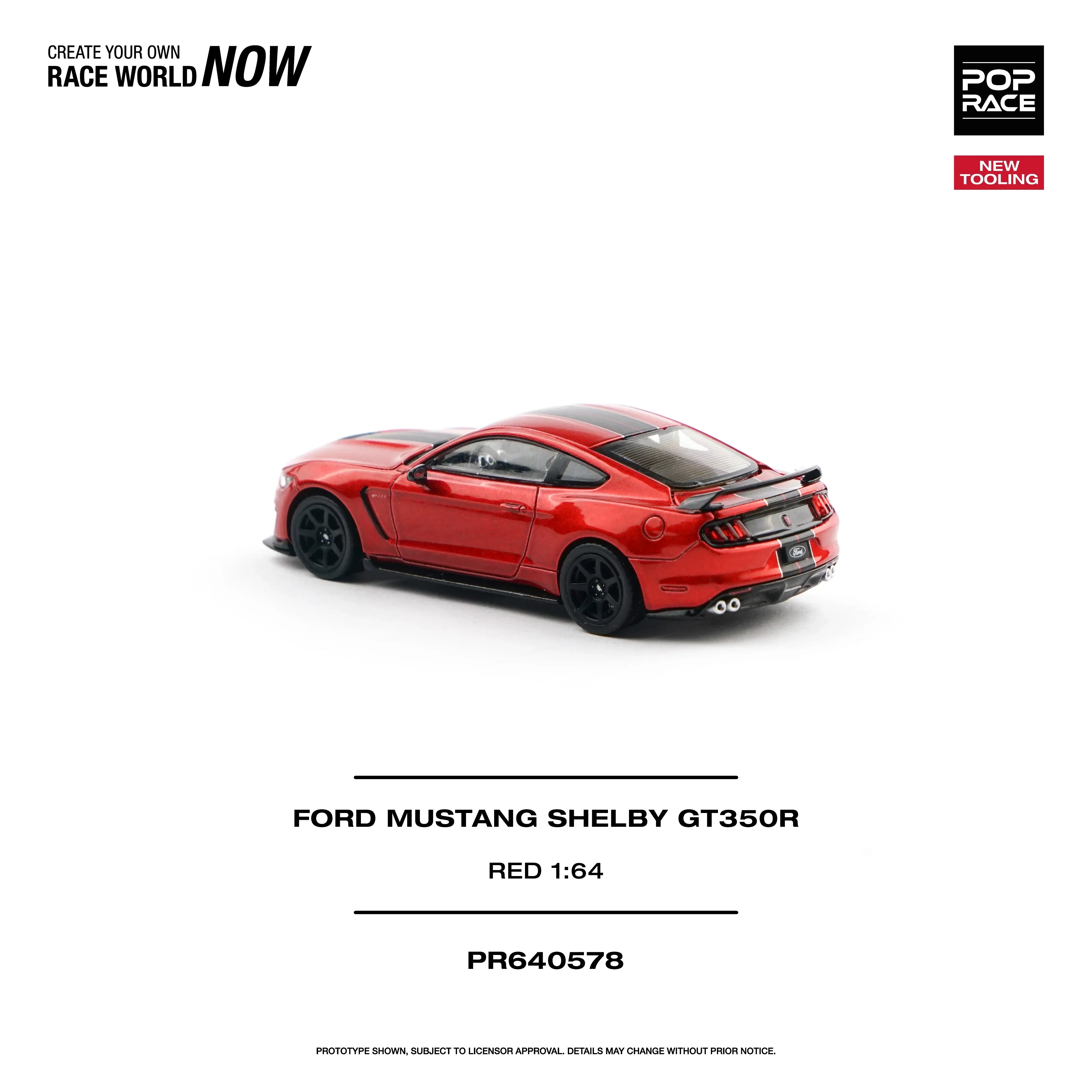 Premium scale diecast model car – *PRE-ORDER* Ford Mustang Shelby GT350R Race, 1:64 Scale (Red) Collectible