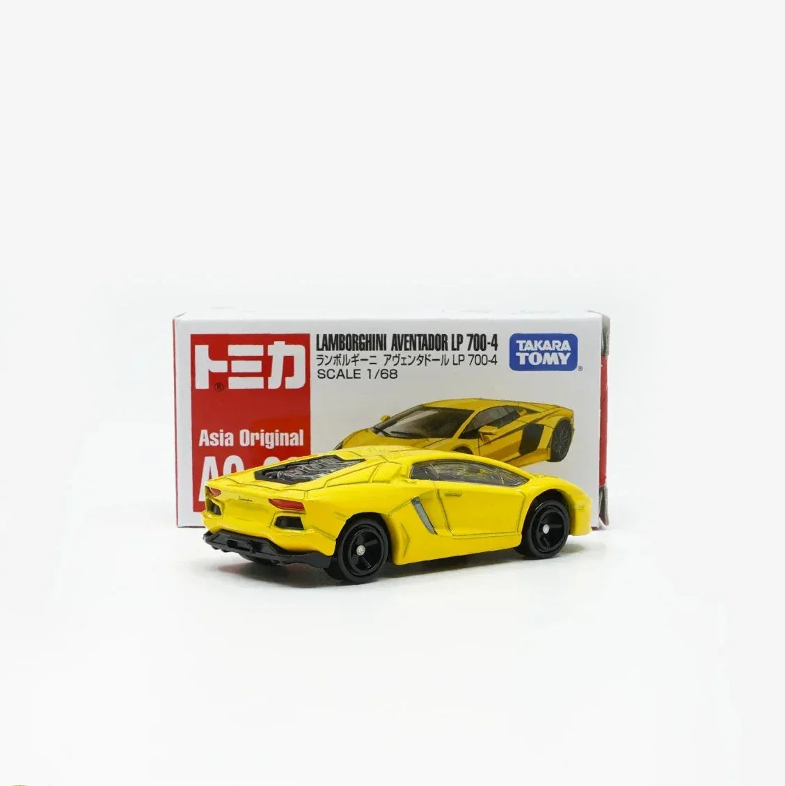 Premium scale diecast model car – Tomica (Asia Original) A0-03 Lamborghini Aventador LP 700-4, 1:68 Scale (Yellow) Collectible