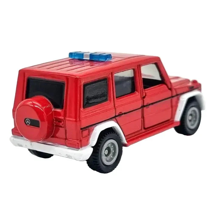 Premium scale diecast model car – Tomica No.63 Mercedes-Benz G-Class Fire Command Vehicle, 1:62 Scale (Red) Collectible