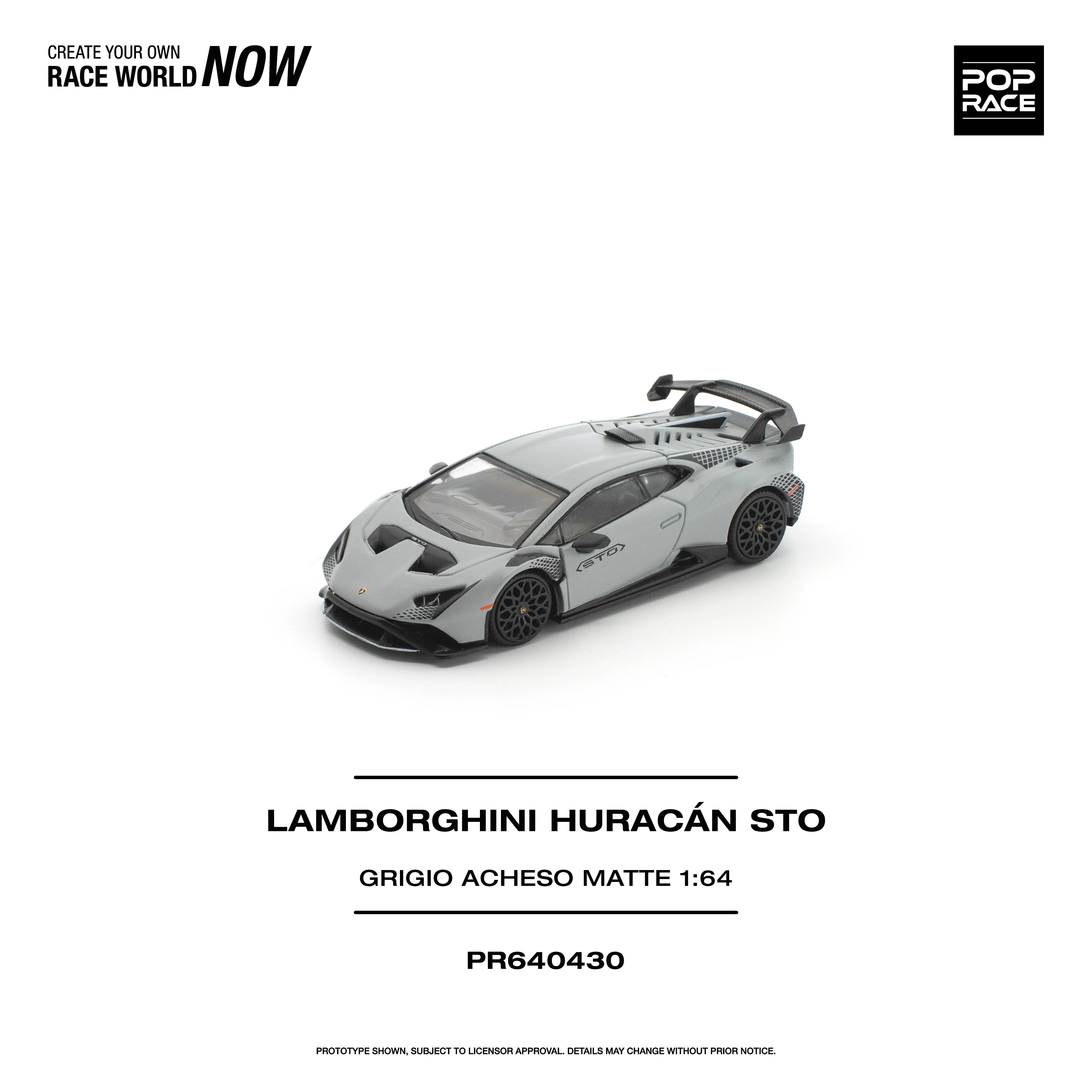 Premium scale diecast model car – *PRE-ORDER* Lamborghini Huracan STO Grigio Acheso, 1:64 Scale (Matte) Collectible