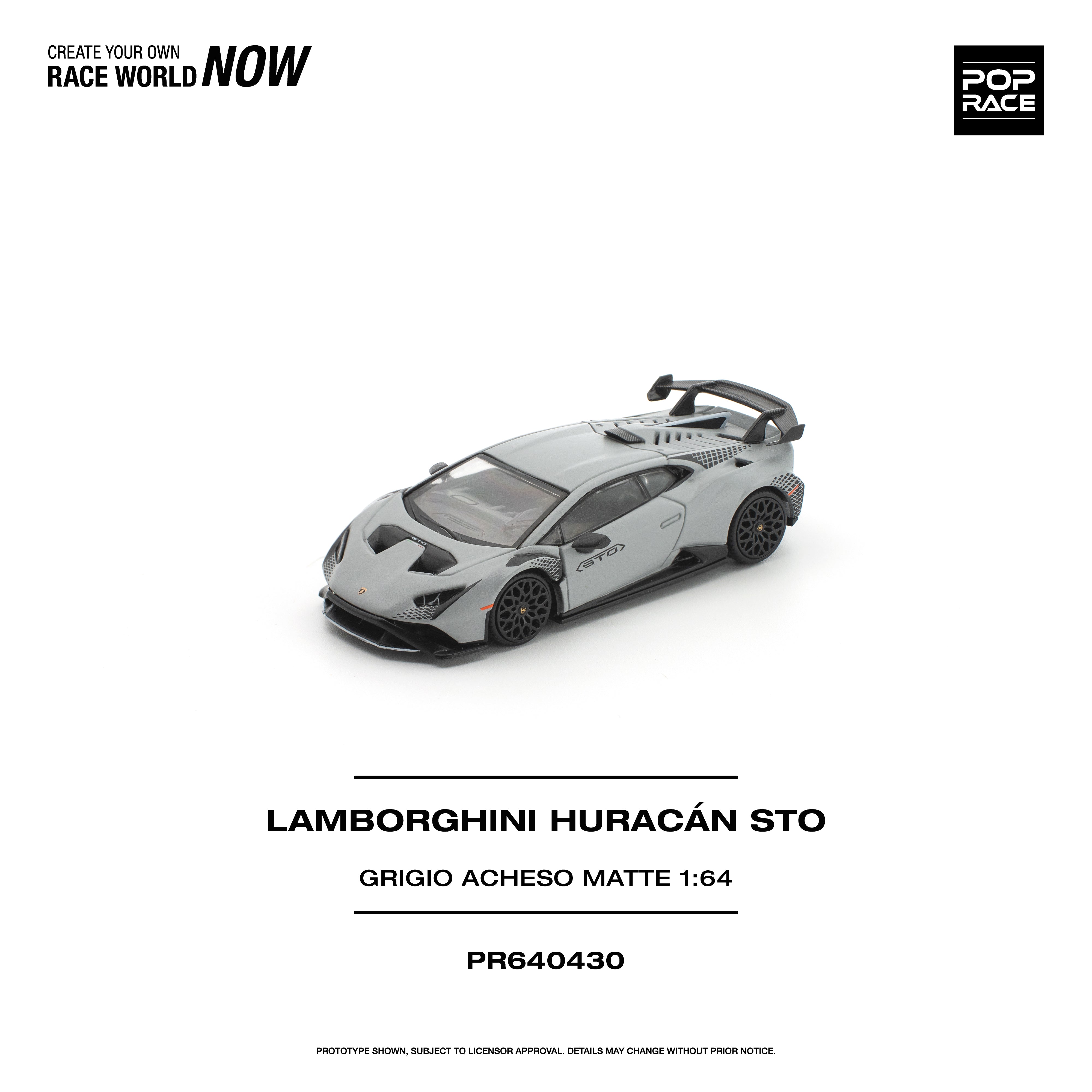 Premium scale diecast model car – *PRE-ORDER* Lamborghini Huracan STO Grigio Acheso, 1:64 Scale (Matte) Collectible