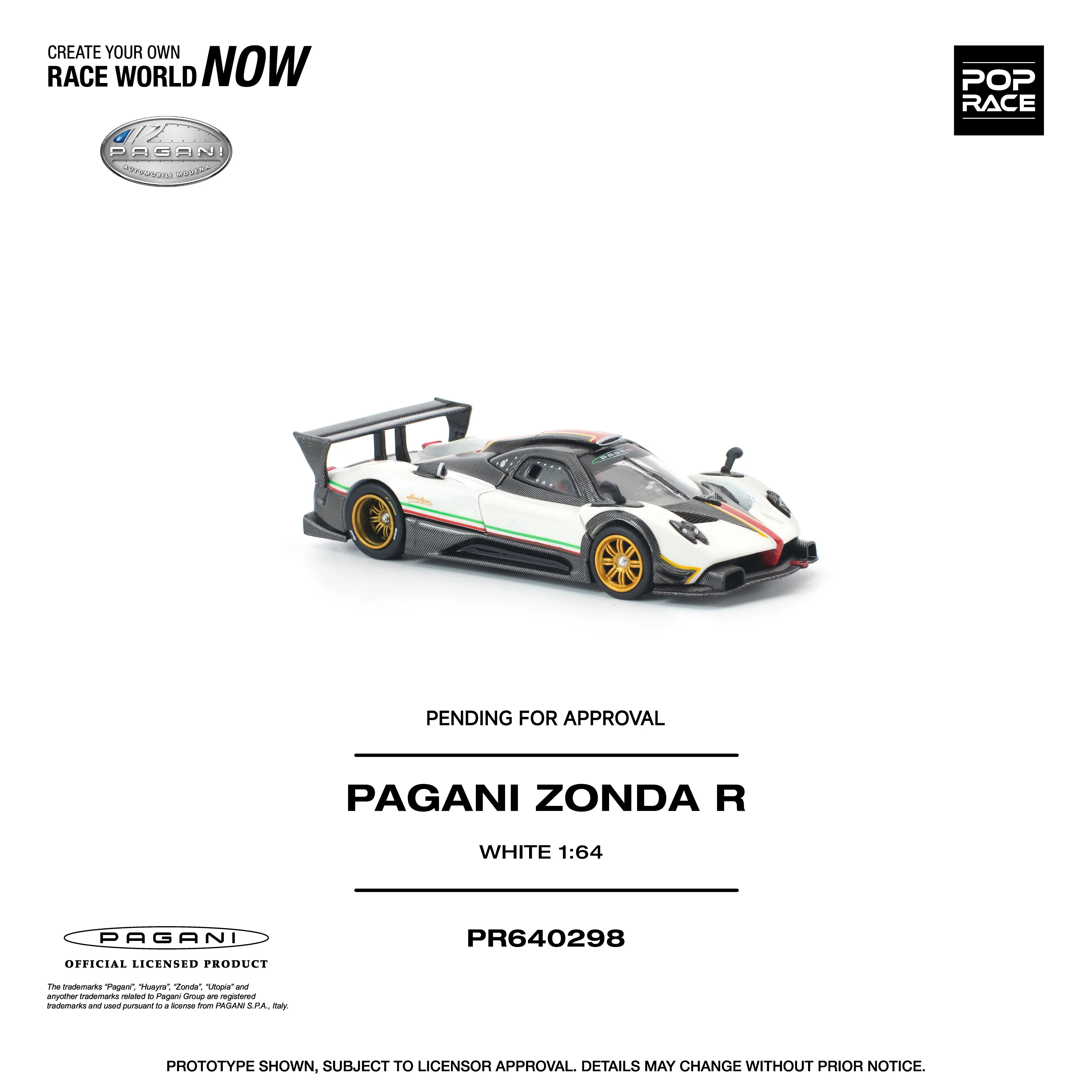 Premium scale diecast model car – *PRE-ORDER* Pagani Zonda R, 1:64 Scale (White) Collectible