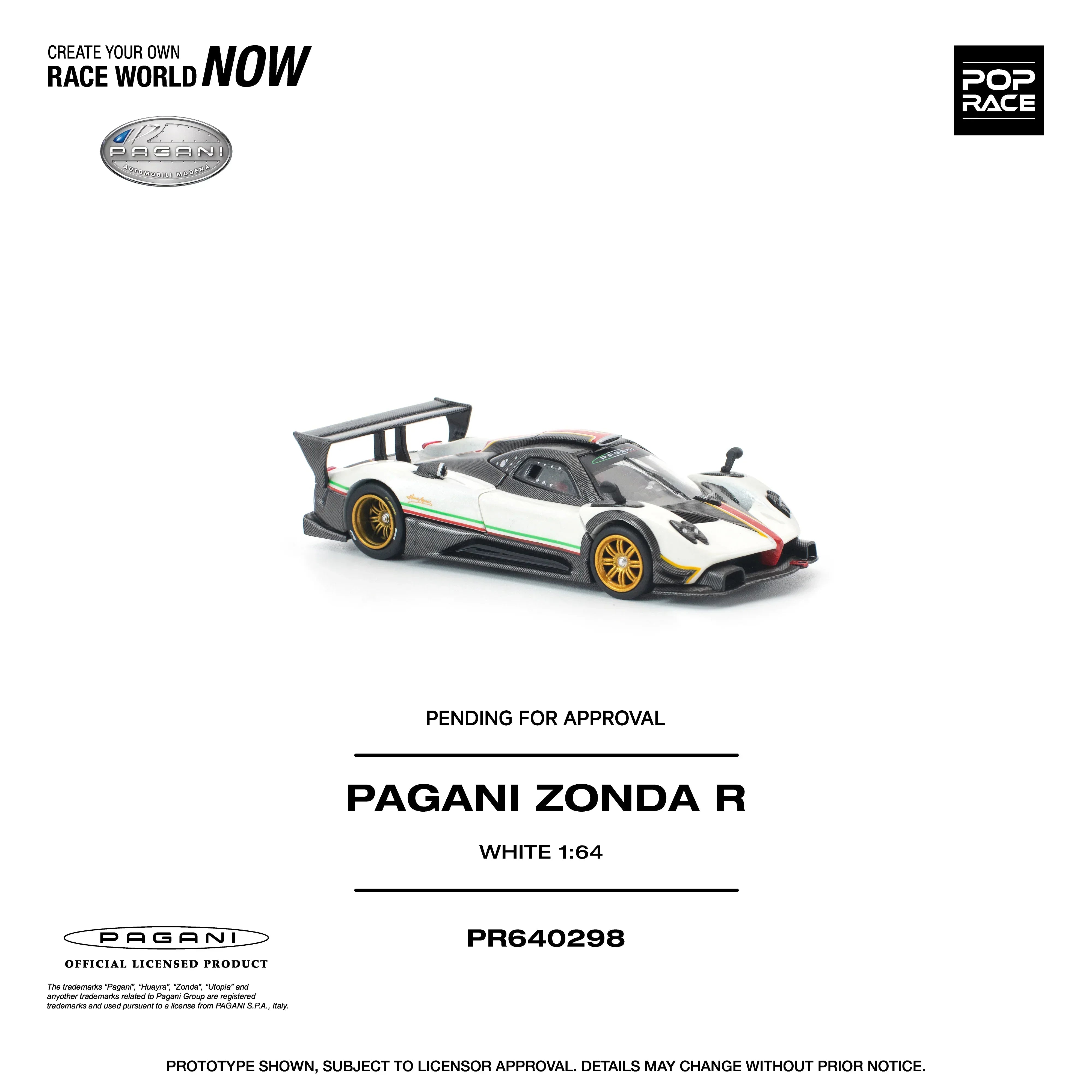 Premium scale diecast model car – *PRE-ORDER* Pagani Zonda R, 1:64 Scale (White) Collectible
