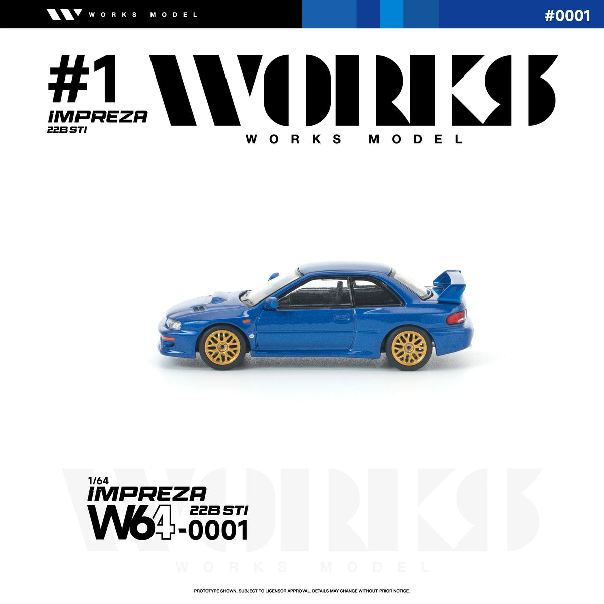 Premium scale diecast model car – *PRE-ORDER* Subaru Impreza 22B STI, 1:64 Scale (Blue) Collectible