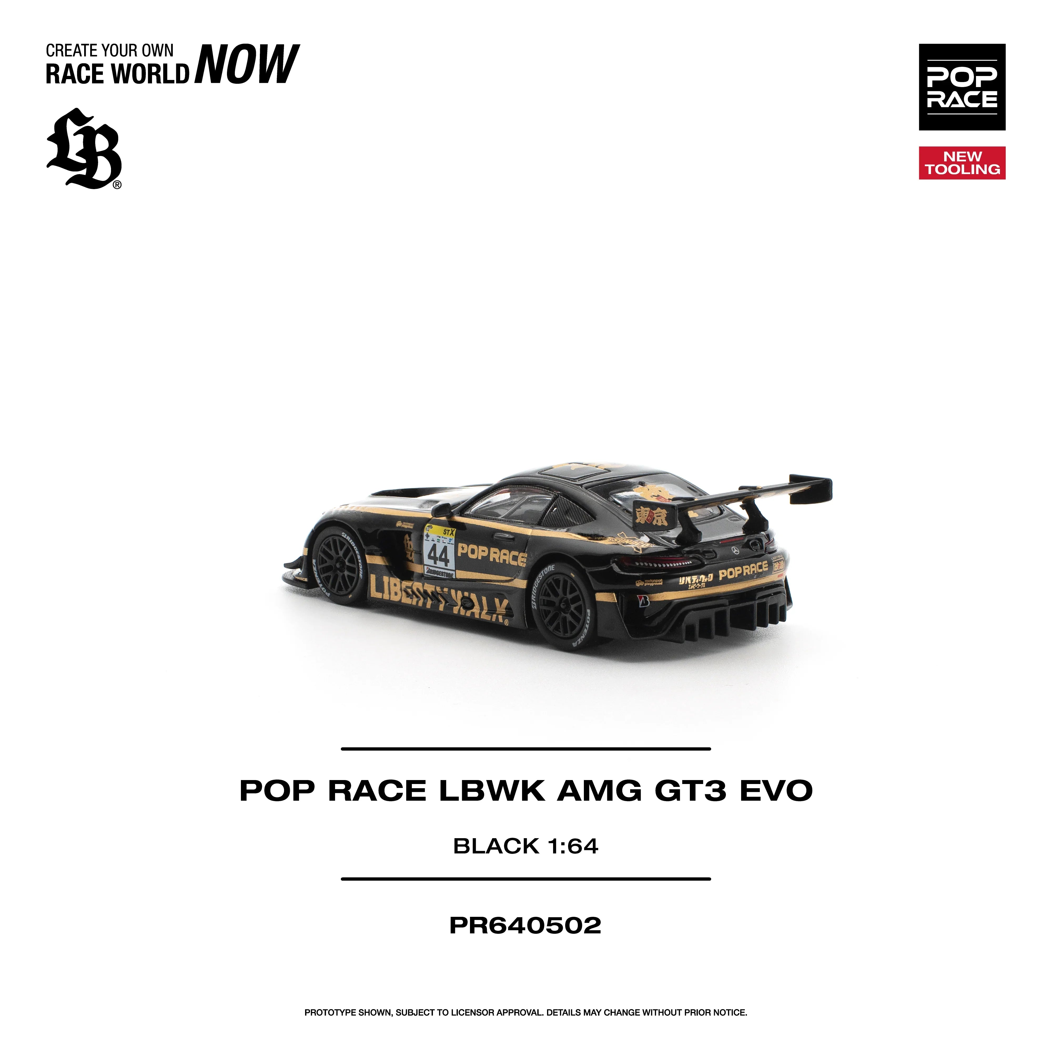 Premium scale diecast model car – *PRE-ORDER* LBWK AMG GT3 EVO, 1:64 Scale (Black) Collectible