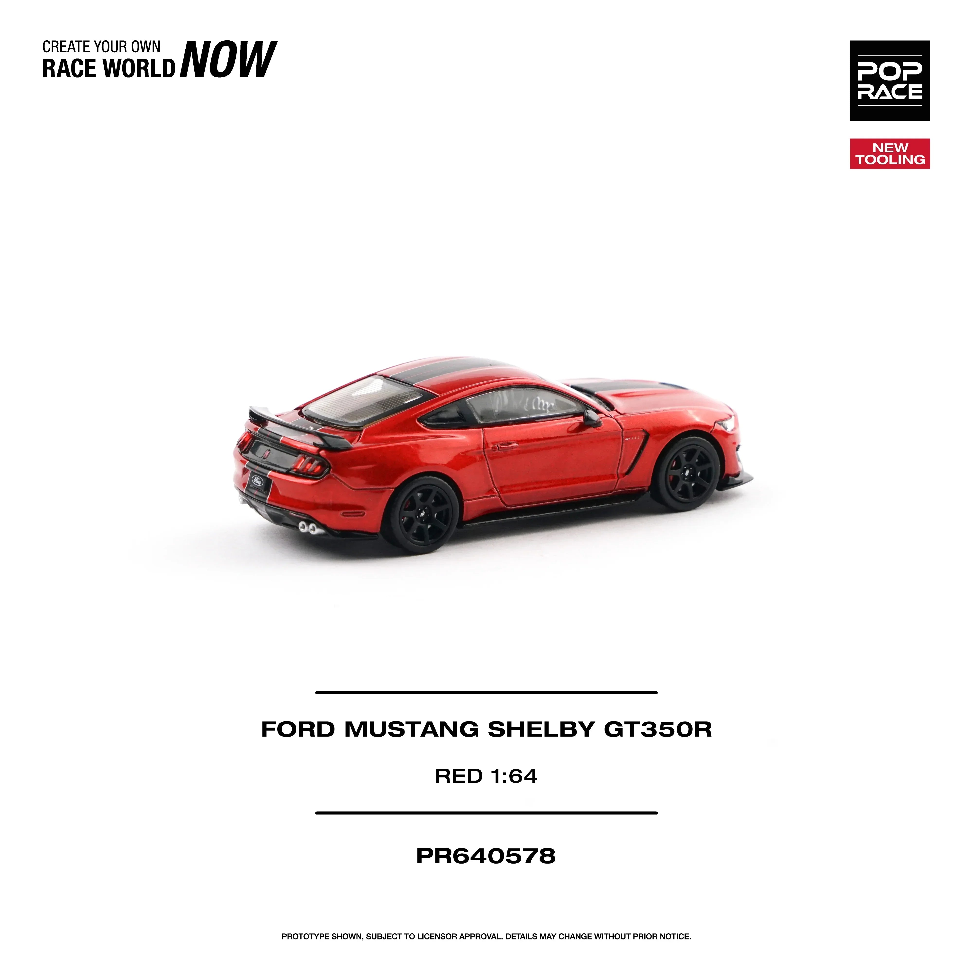 Premium scale diecast model car – *PRE-ORDER* Ford Mustang Shelby GT350R Race, 1:64 Scale (Red) Collectible
