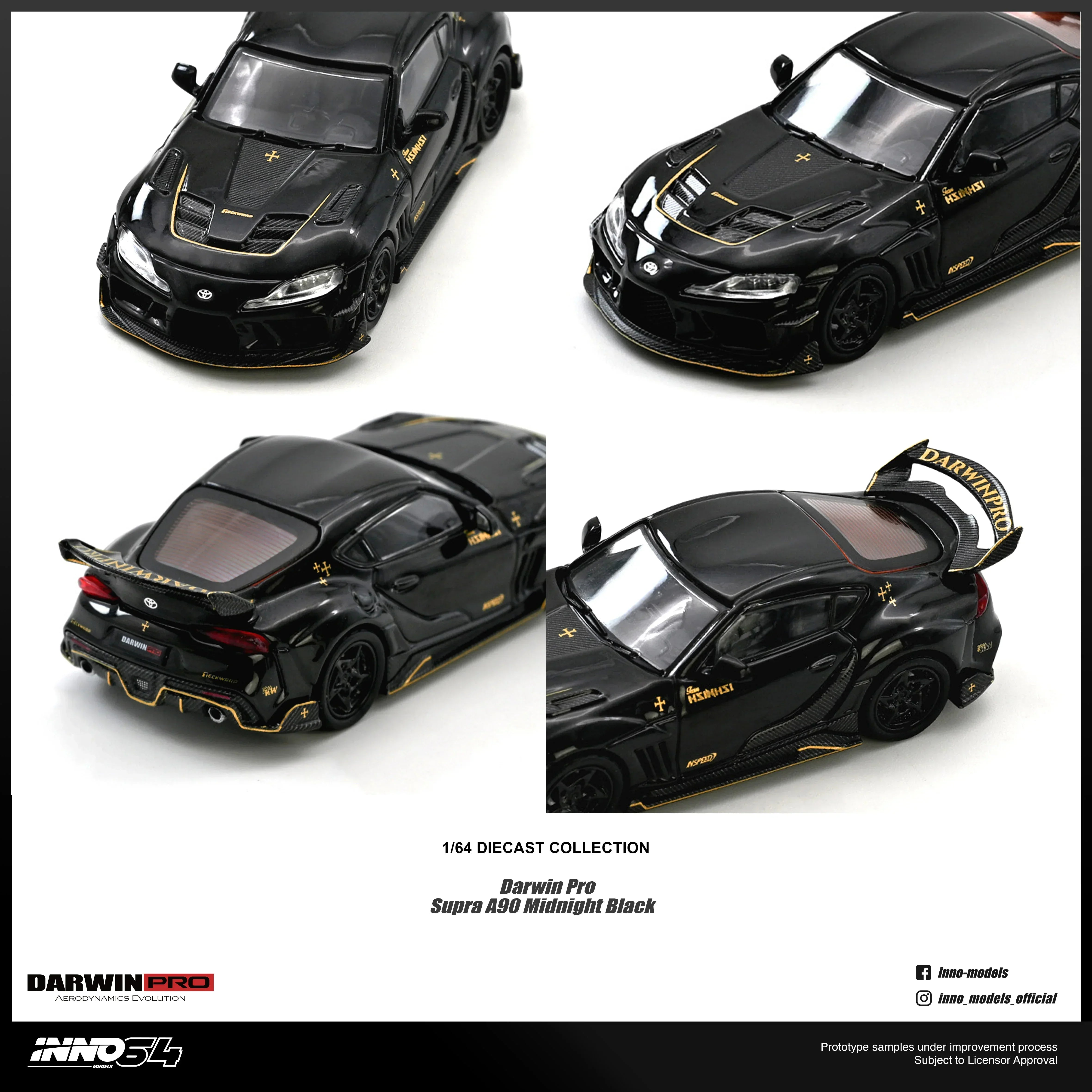 Premium scale diecast model car – *PRE-ORDER* Darwin Pro Supra A90 Gloss, 1:64 Scale (Black) Collectible