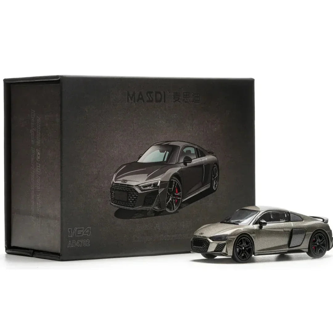 Premium scale diecast model car – AUDI R8 V10 Coupe Performance 2022, 1:64 Scale (Grey) Collectible
