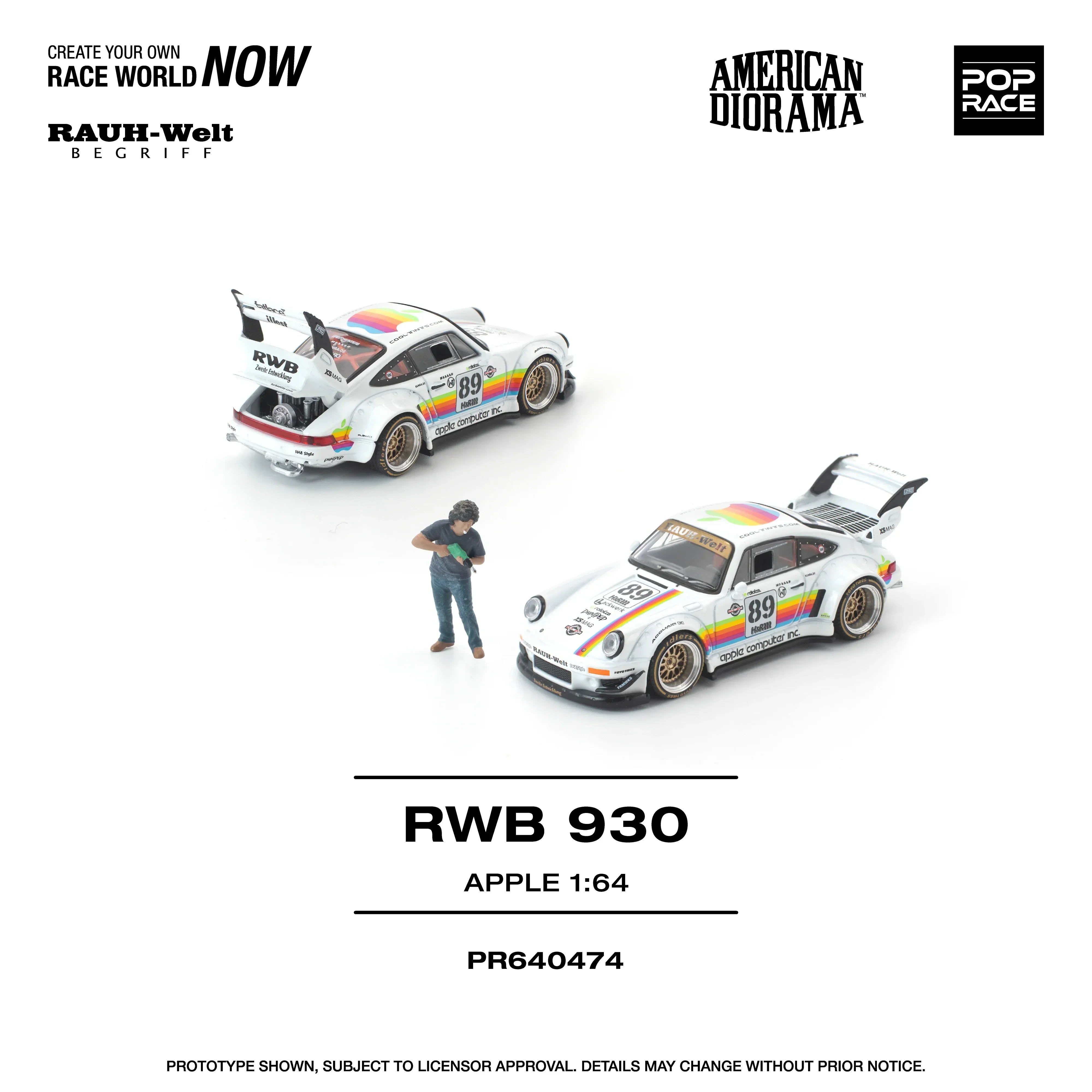 Premium scale diecast model car – *PRE-ORDER* RWB 930 Apple With Figure, 1:64 Scale Collectible