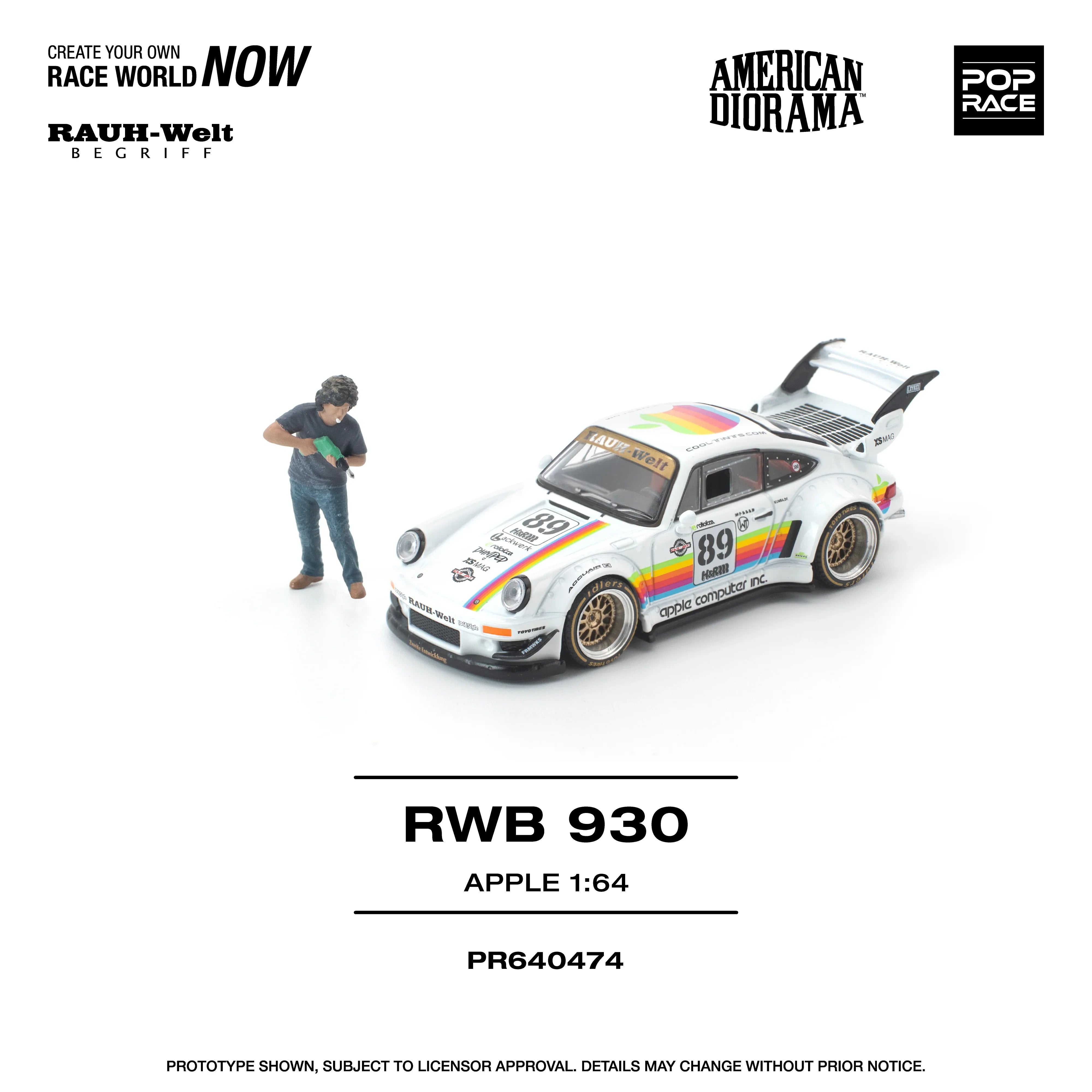 Premium scale diecast model car – *PRE-ORDER* RWB 930 Apple With Figure, 1:64 Scale Collectible