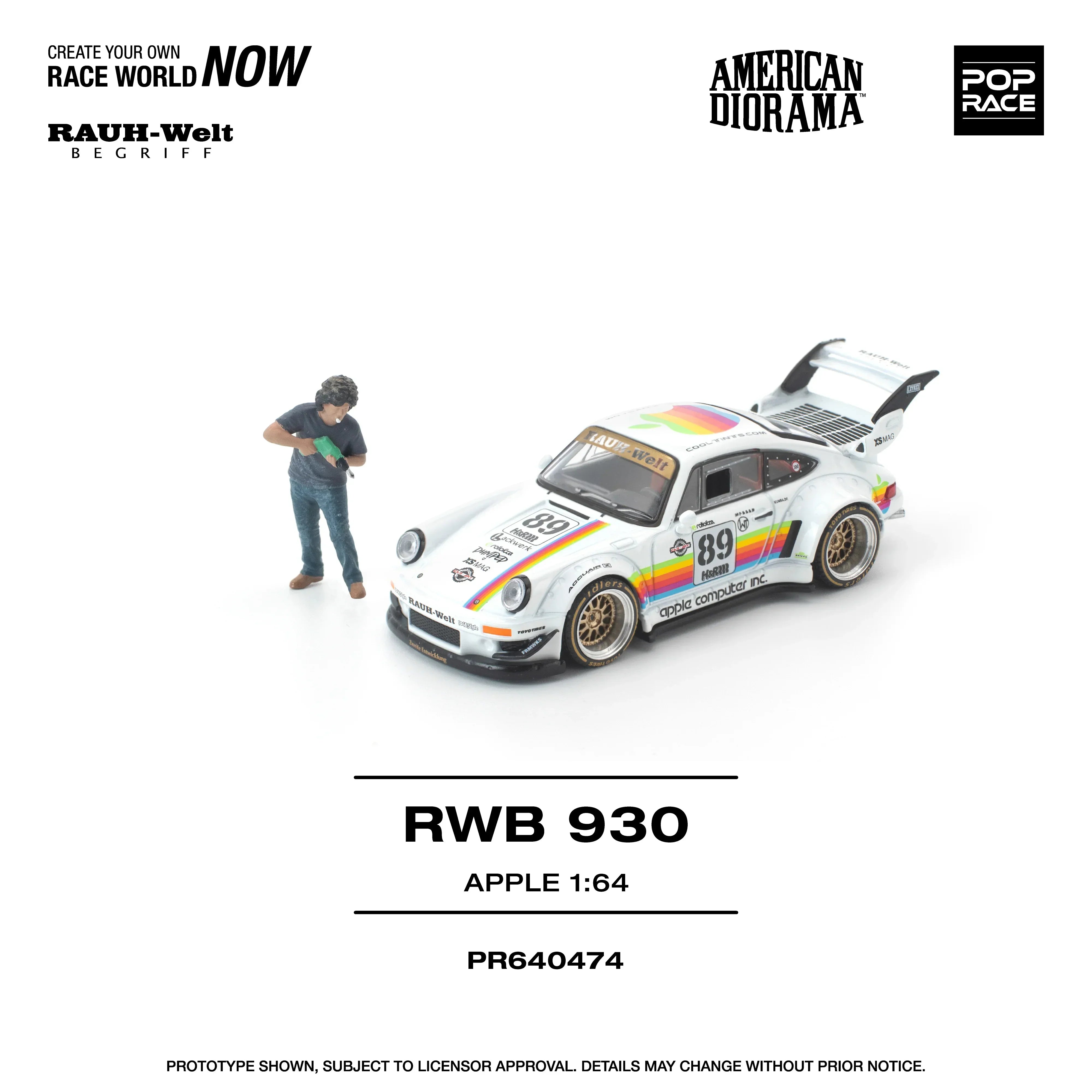 Premium scale diecast model car – *PRE-ORDER* RWB 930 Apple With Figure, 1:64 Scale Collectible