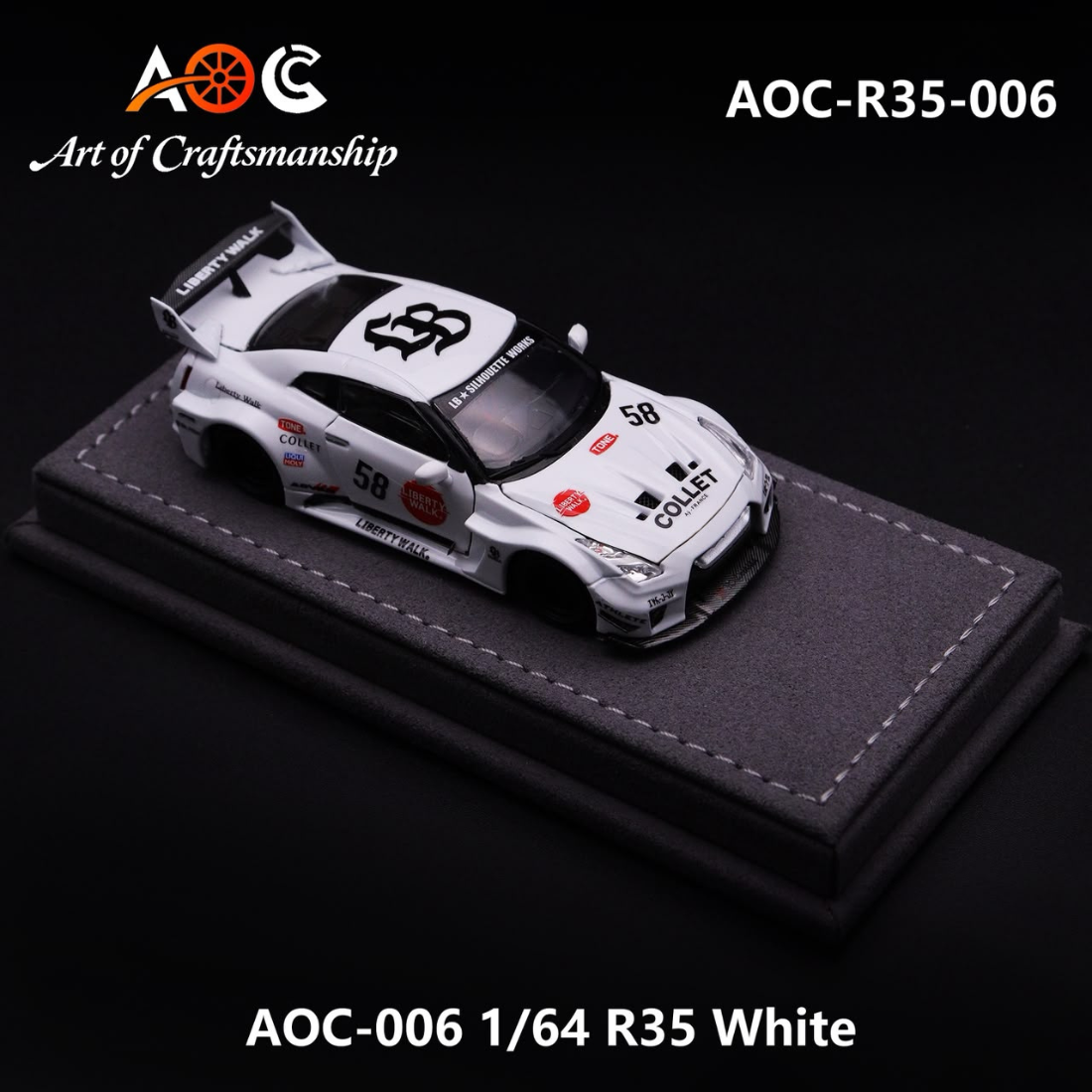 *PRE-ORDER* Liberty Walk GT-R R35 #58 White Livery, 1:64 Scale