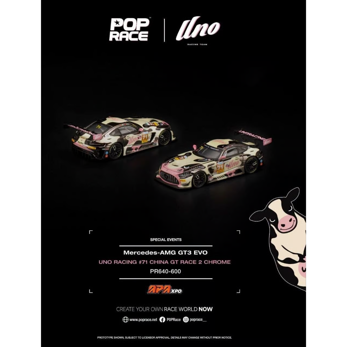 *APAXPO 2026* Mercedes Benz GT3 EVO UNO Racing #71 China GT Race 2 Chrome (Limited to 1999units), 1:64 Scale