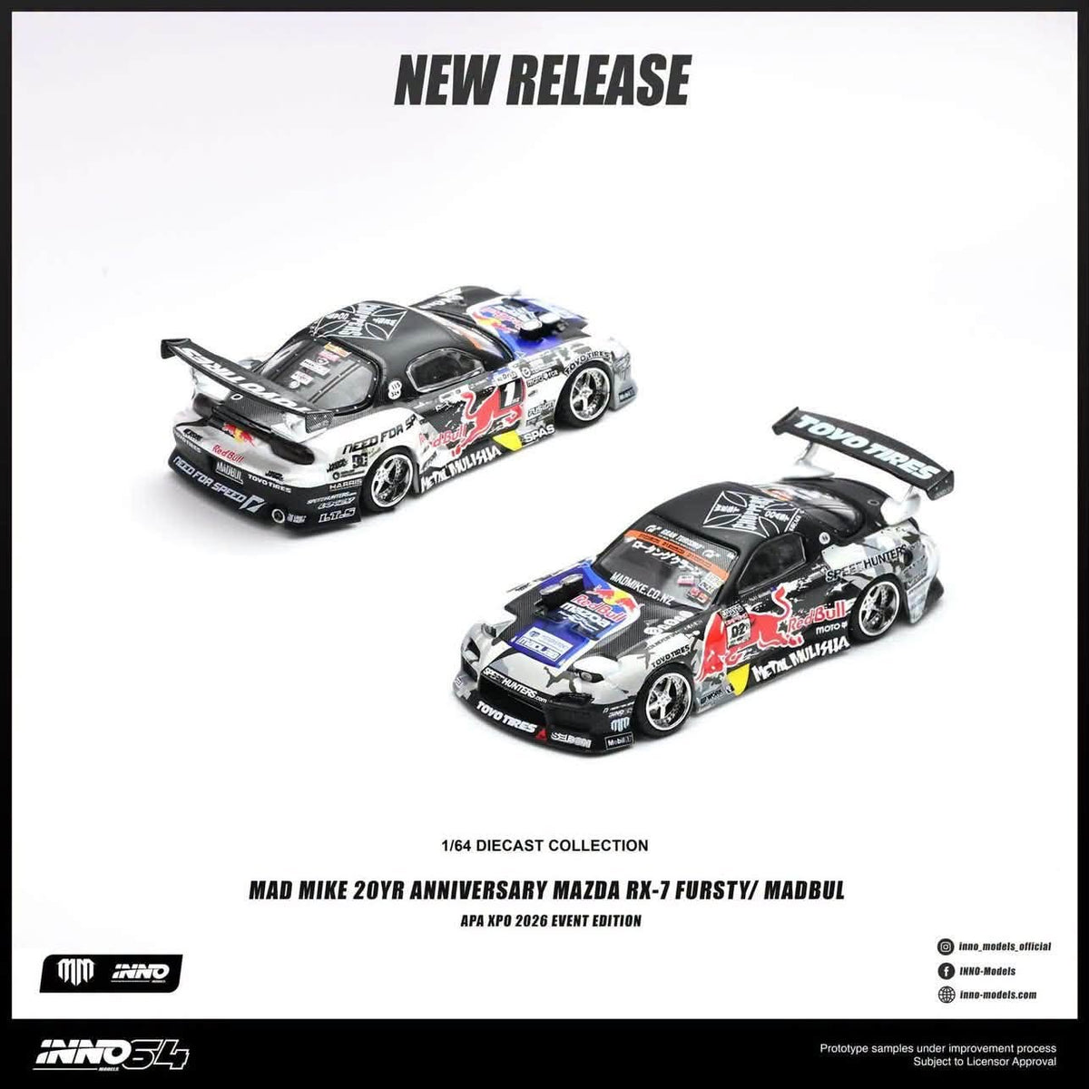 *APAXPO 2026* MADMIKE 20 YEAR MAZDA RX-7 ANNIVERSARY 'FURSTY / MADBUL', 1:64 Scale