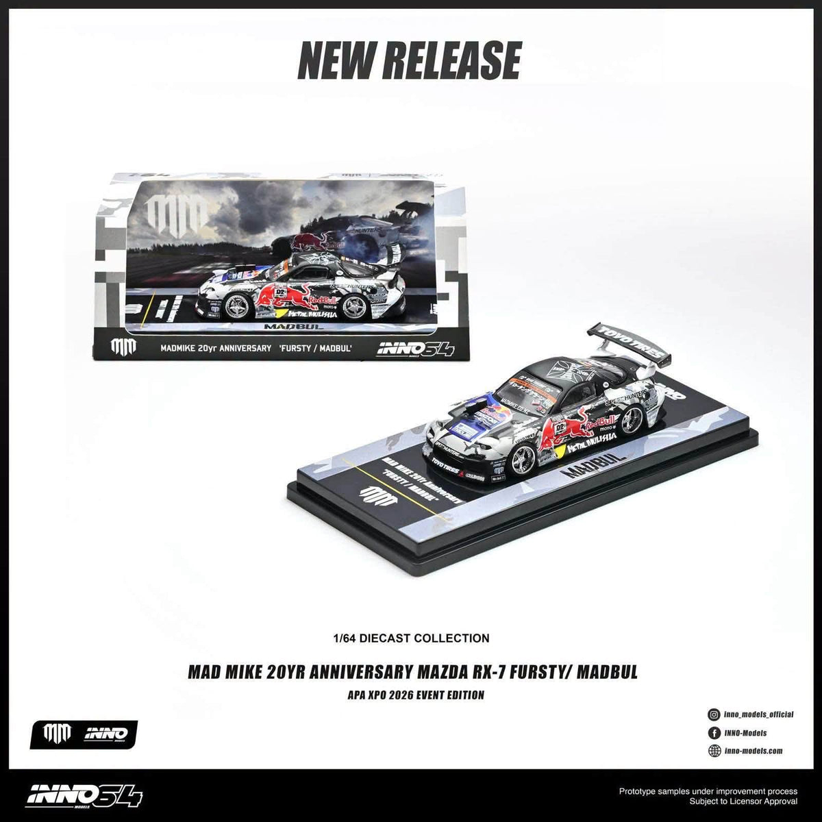 *APAXPO 2026* MADMIKE 20 YEAR MAZDA RX-7 ANNIVERSARY 'FURSTY / MADBUL', 1:64 Scale