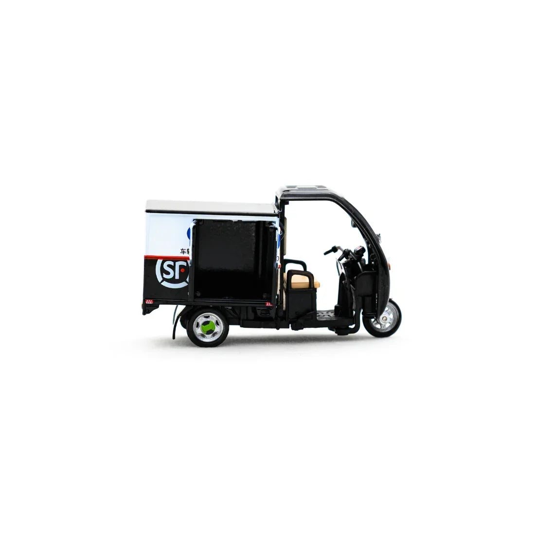 Premium scale diecast model car – SF Express Tricycle (Covered) Set (Vehicle + Figure), 1:43 Scale Collectible