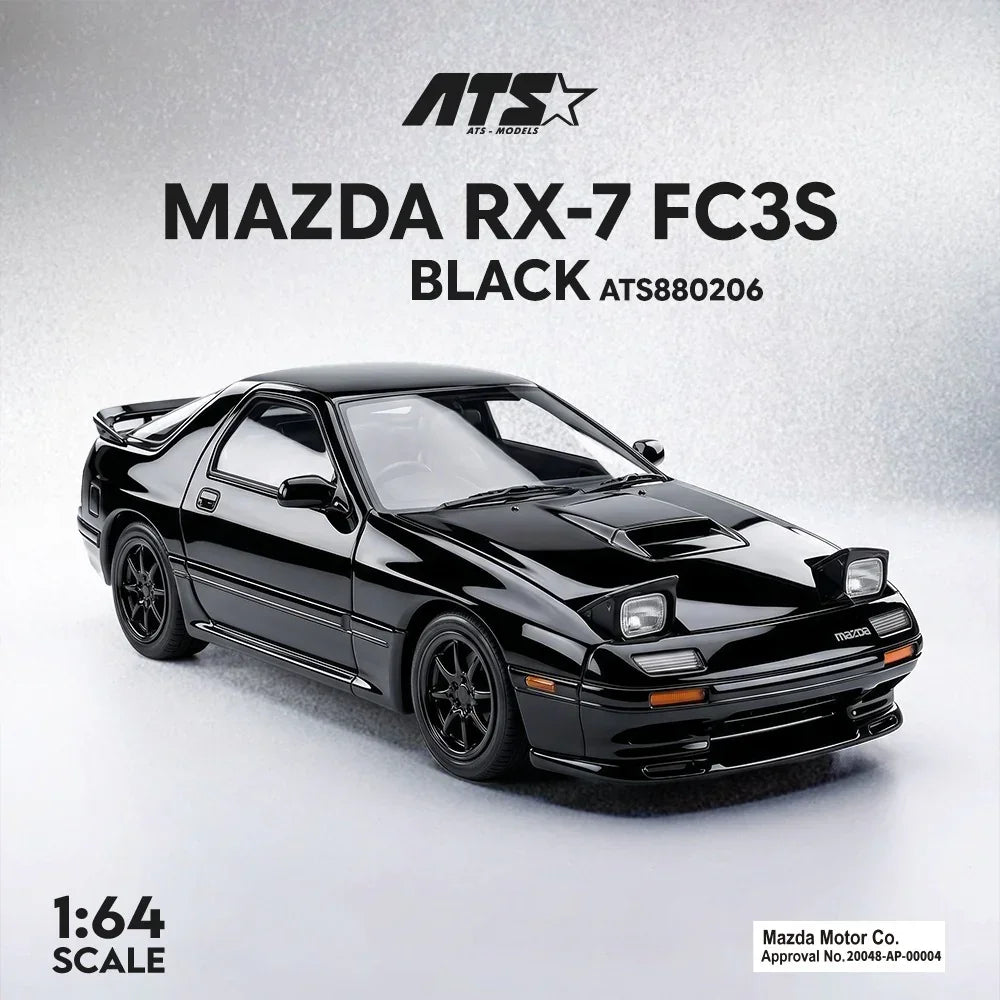 Premium scale diecast model car – *PRE-ORDER* MAZDA RX-7 FC3S, 1:64 Scale (Black) Collectible