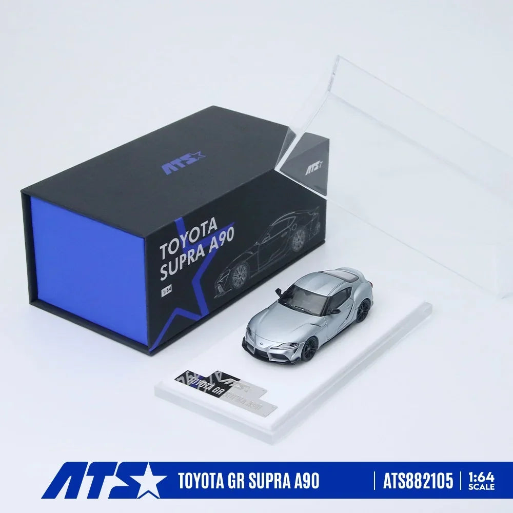 Premium scale diecast model car – *PRE-ORDER* Toyota GR SUPRA A90 - Matte, 1:64 Scale (Silver Blue) Collectible