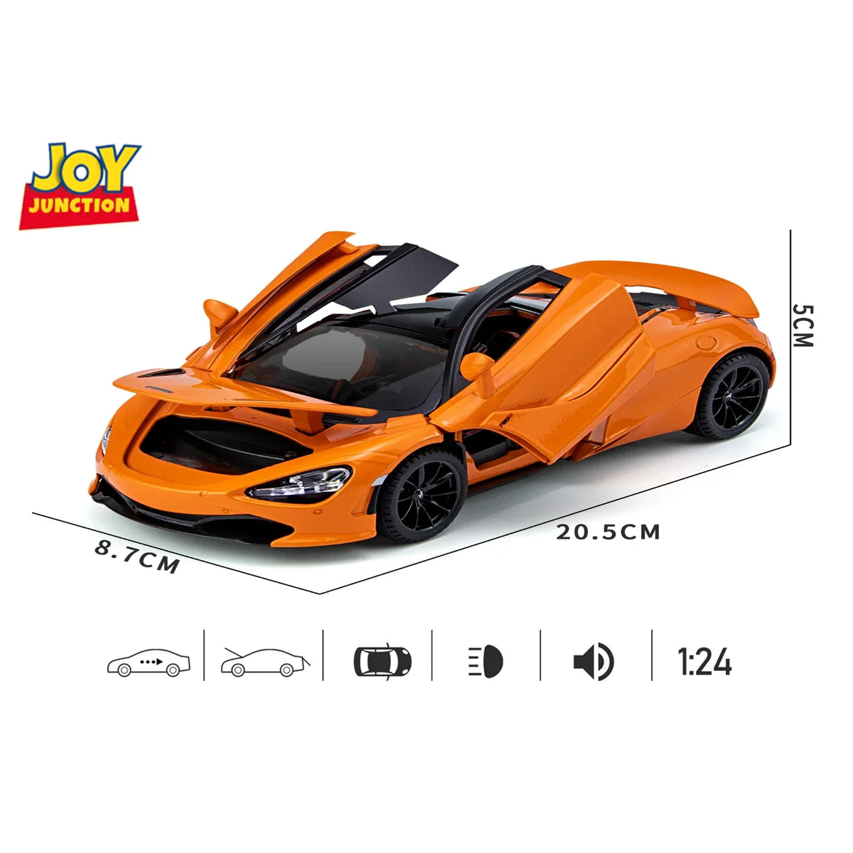 McLaren 720S - Light, Sound with Openable Doors, 1:24 Scale (Orange)