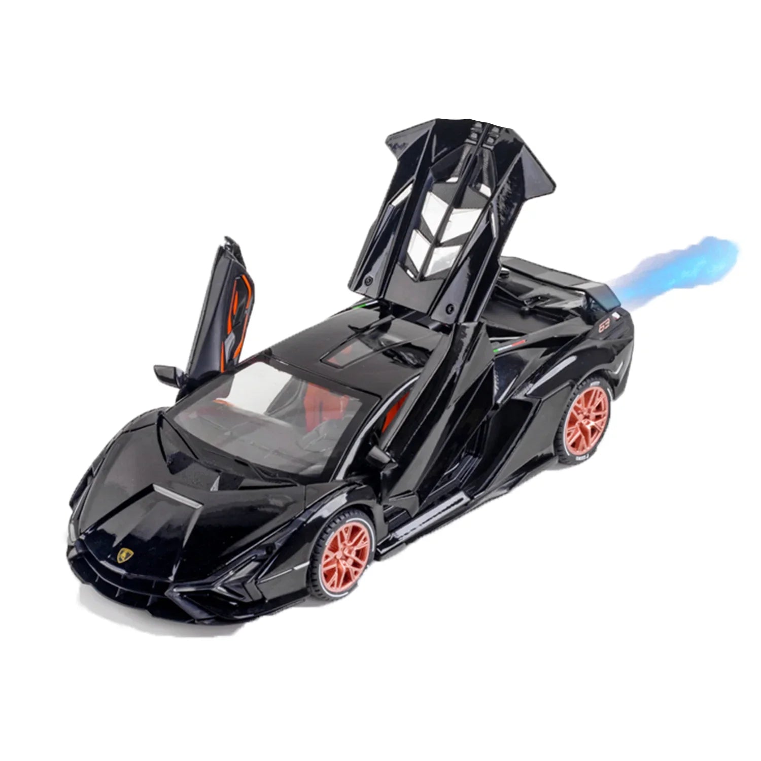 Premium scale diecast model car – Lamborghini Lightning - Light, Sound with Openable Doors, 1:24 Scale (Black) Collectible