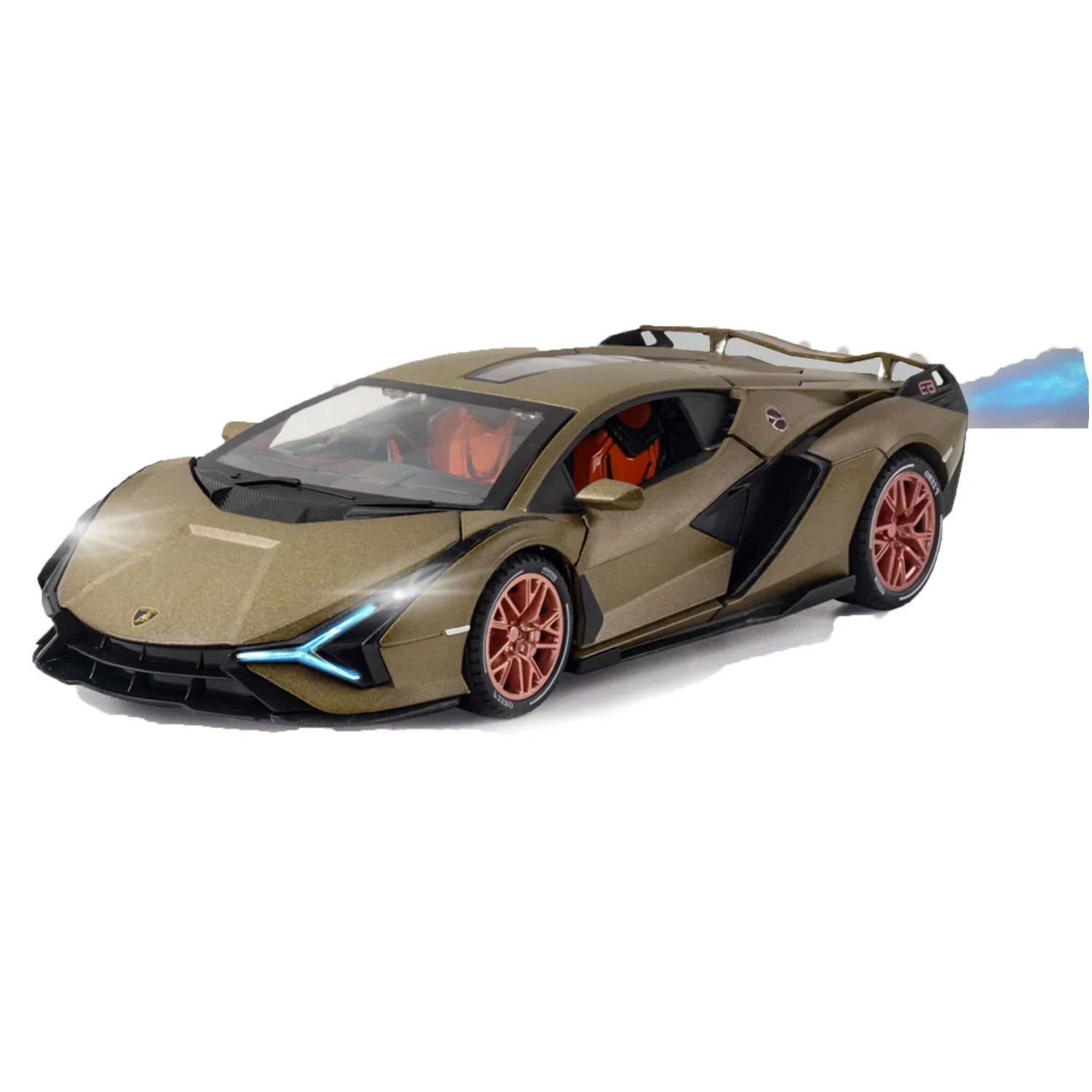 Premium scale diecast model car – Lamborghini Lightning - Light, Sound with Openable Doors, 1:24 Scale (Brown) Collectible