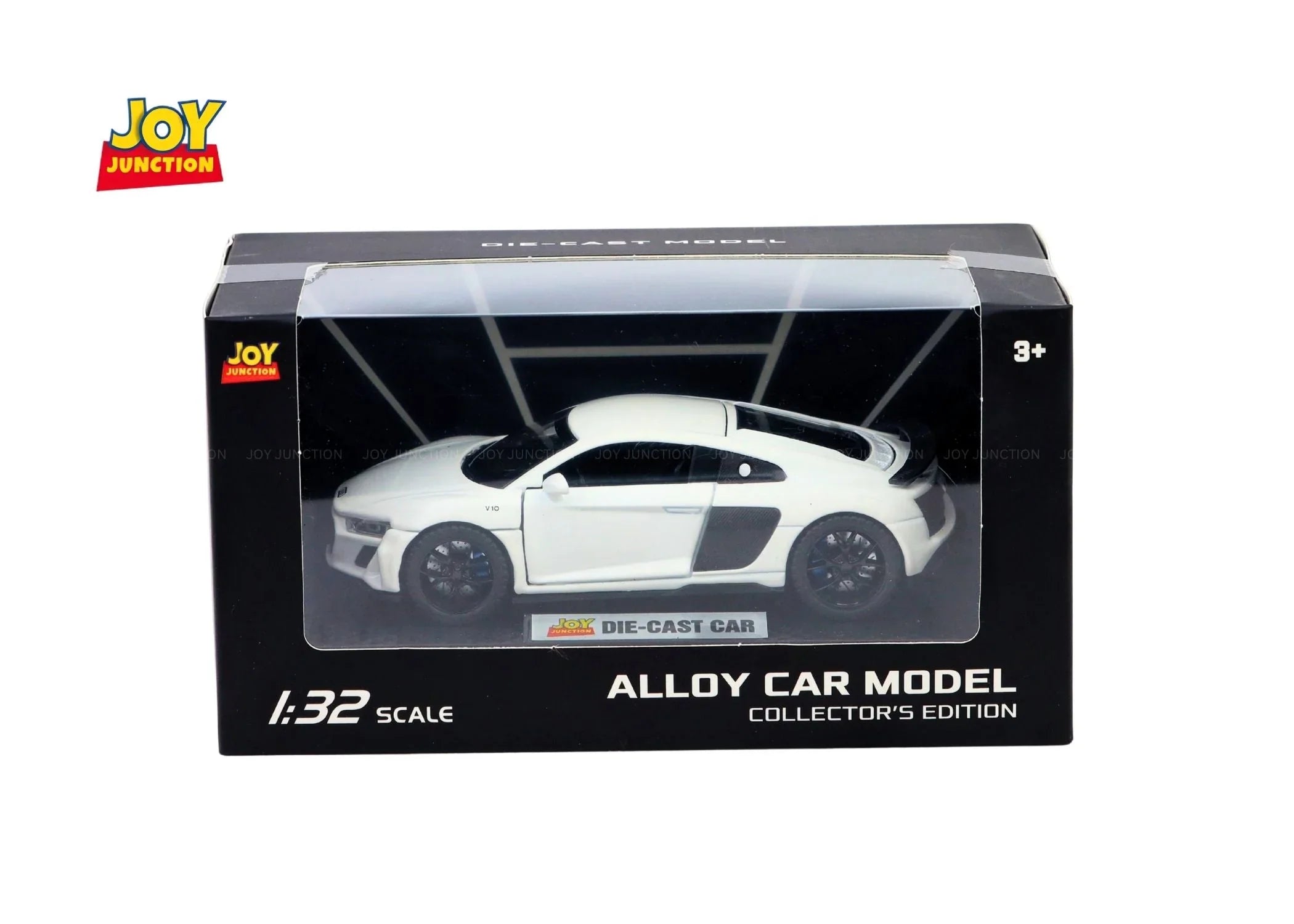 Premium scale diecast model car – Audi R8 Pullback Toy Car - Light, Sound with Openable Doors, 1:32 Scale (White) Collectible