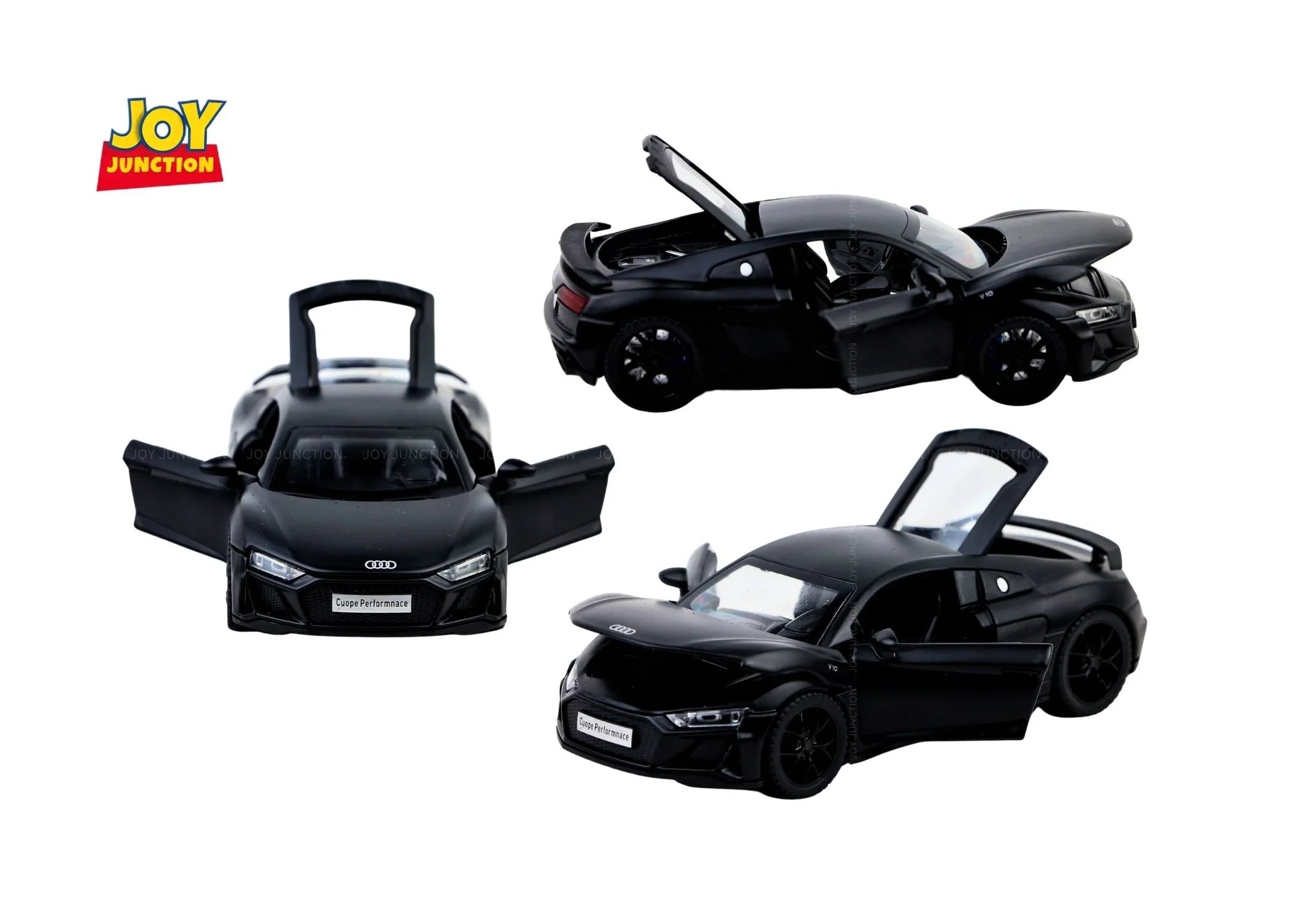 Premium scale diecast model car – Audi R8 Pullback Toy Car - Light, Sound with Openable Doors, 1:32 Scale (Black) Collectible