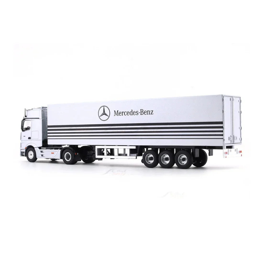Premium scale diecast model car – Mercedes-Benz Container Truck Classic Edition, 1:64 Scale (Silver) Collectible
