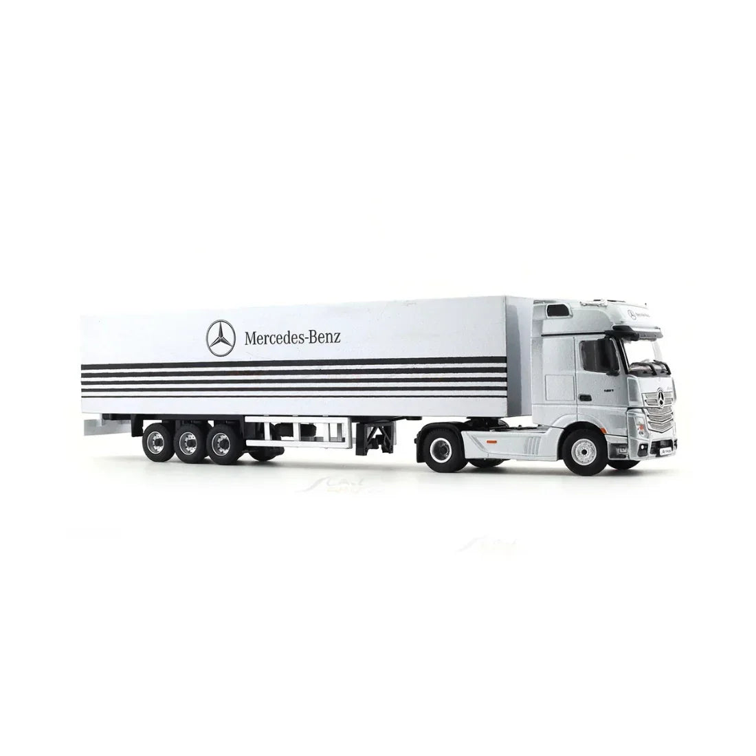 Premium scale diecast model car – Mercedes-Benz Container Truck Classic Edition, 1:64 Scale (Silver) Collectible
