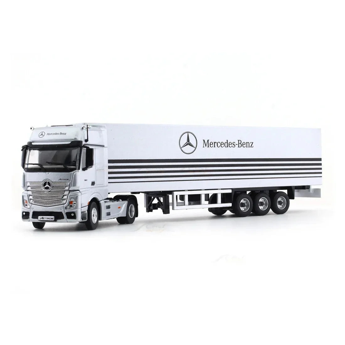 Premium scale diecast model car – Mercedes-Benz Container Truck Classic Edition, 1:64 Scale (Silver) Collectible