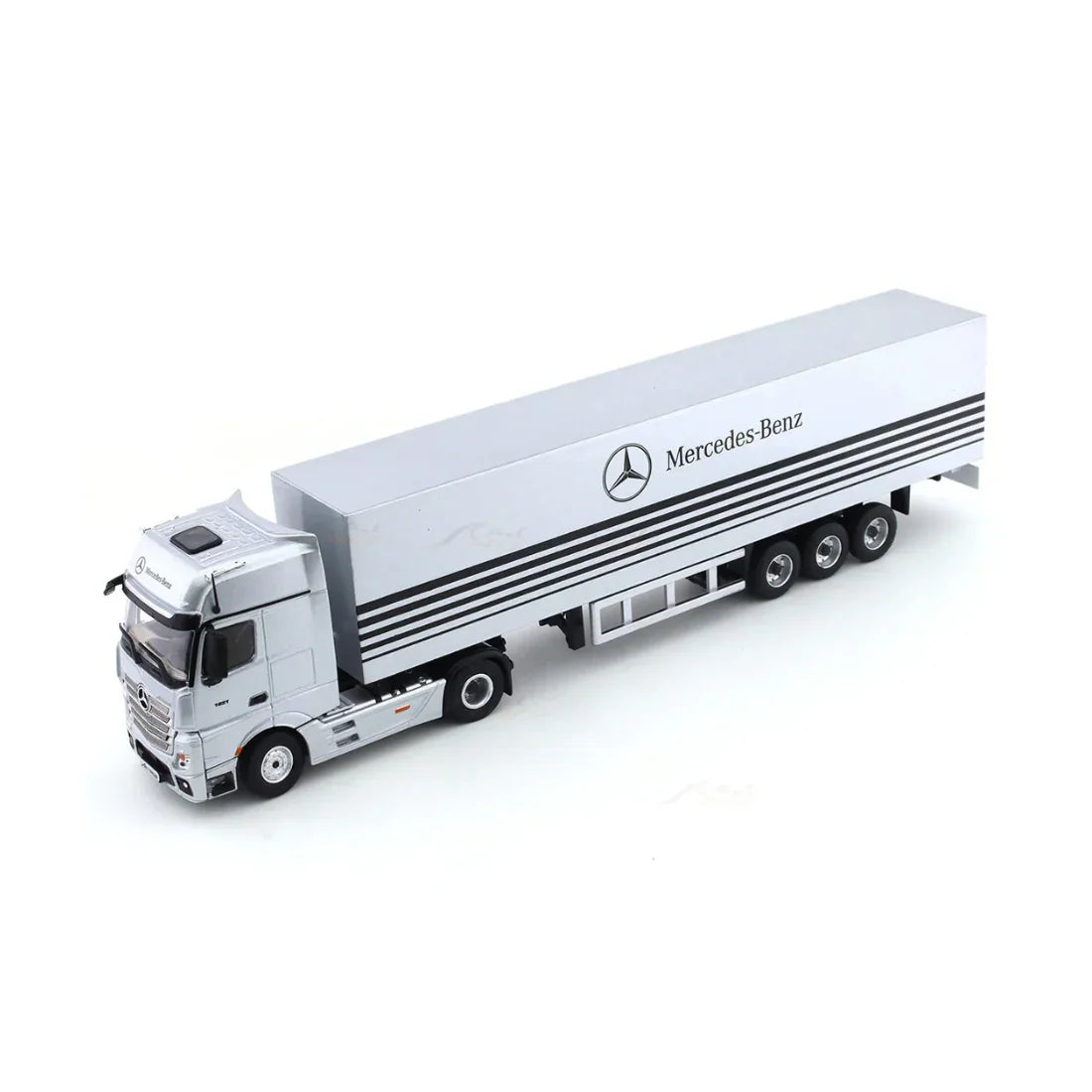 Premium scale diecast model car – Mercedes-Benz Container Truck Classic Edition, 1:64 Scale (Silver) Collectible