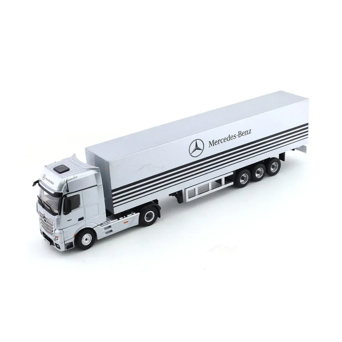 Premium scale diecast model car – Mercedes-Benz Container Truck Classic Edition, 1:64 Scale (Silver) Collectible