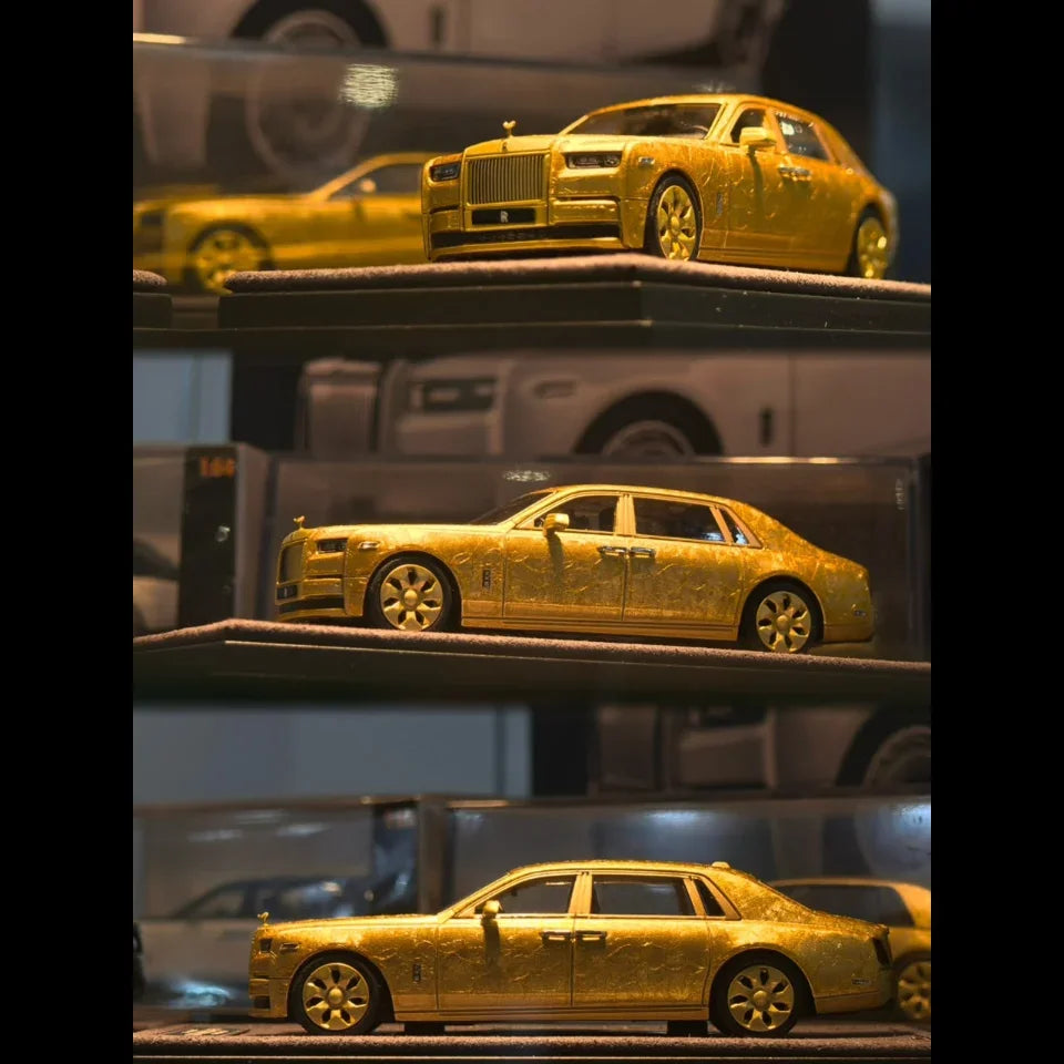 Premium scale diecast model car – *PRE-ORDER* Rolls Royce Phantom EWB (Extended Wheelbase) Limited to 500pcs World Wide (Ice Crack Gold), 1:64 Scale Collectible