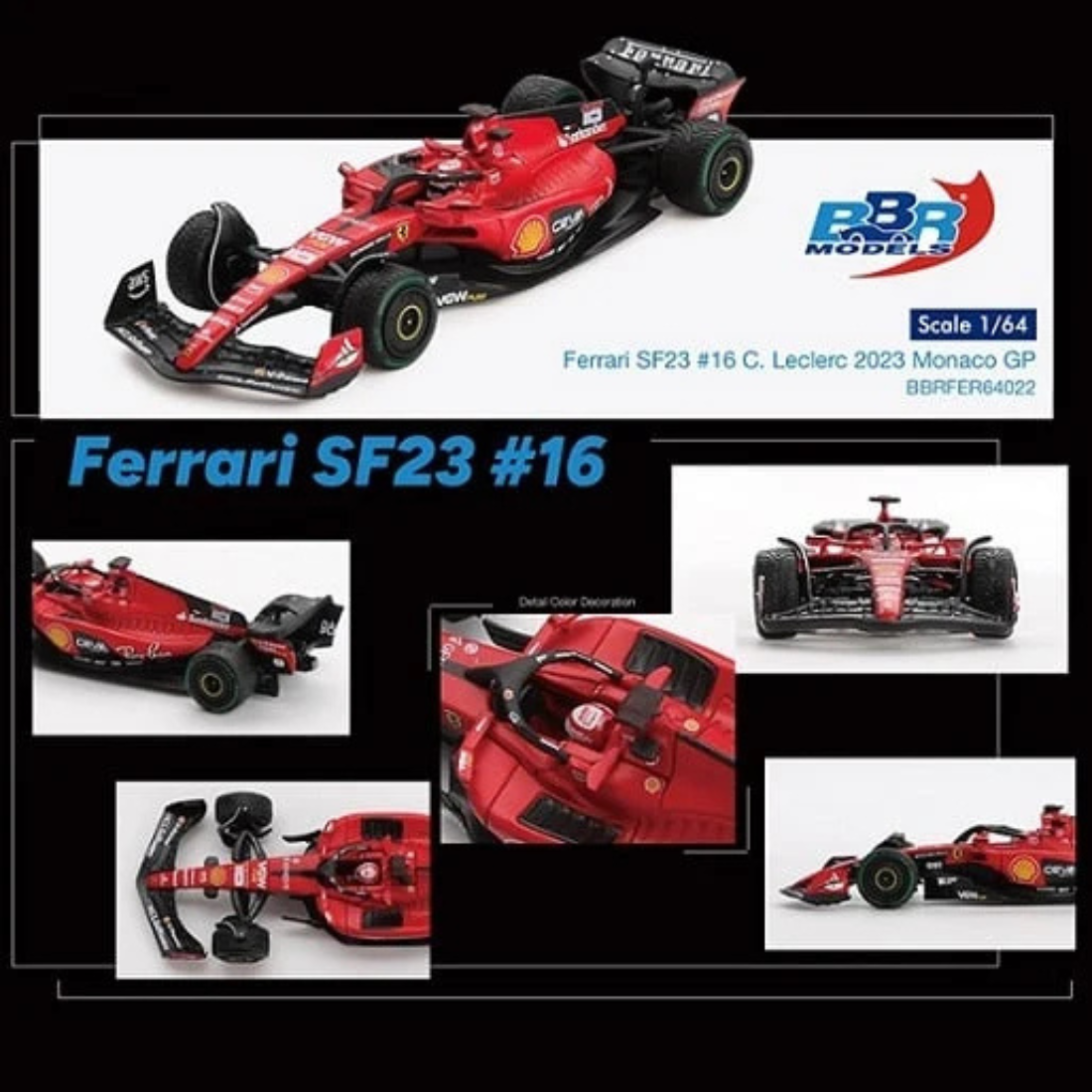 Ferrari SF23 Formula 1 Monaco Grand Prix 2023 #16 (C. Leclerc), 1:64 Scale