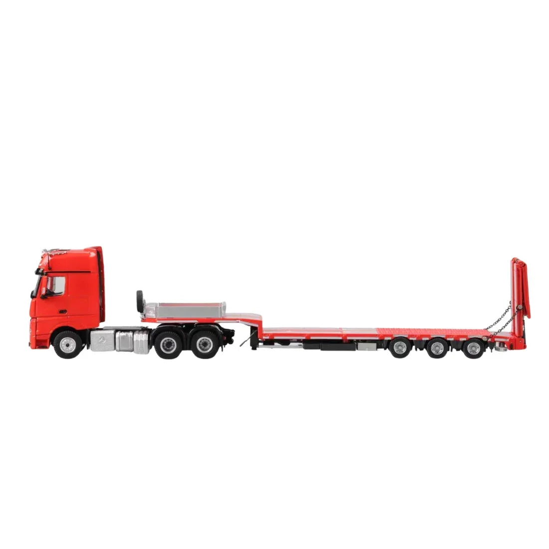 Premium scale diecast model car – *PRE-ORDER* Mercedes-Benz - Flatbed Hauler Trailer, 1:64 Scale (Red) Collectible
