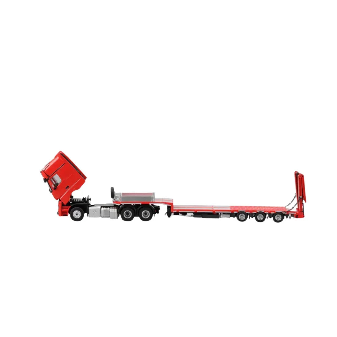 Premium scale diecast model car – *PRE-ORDER* Mercedes-Benz - Flatbed Hauler Trailer, 1:64 Scale (Red) Collectible