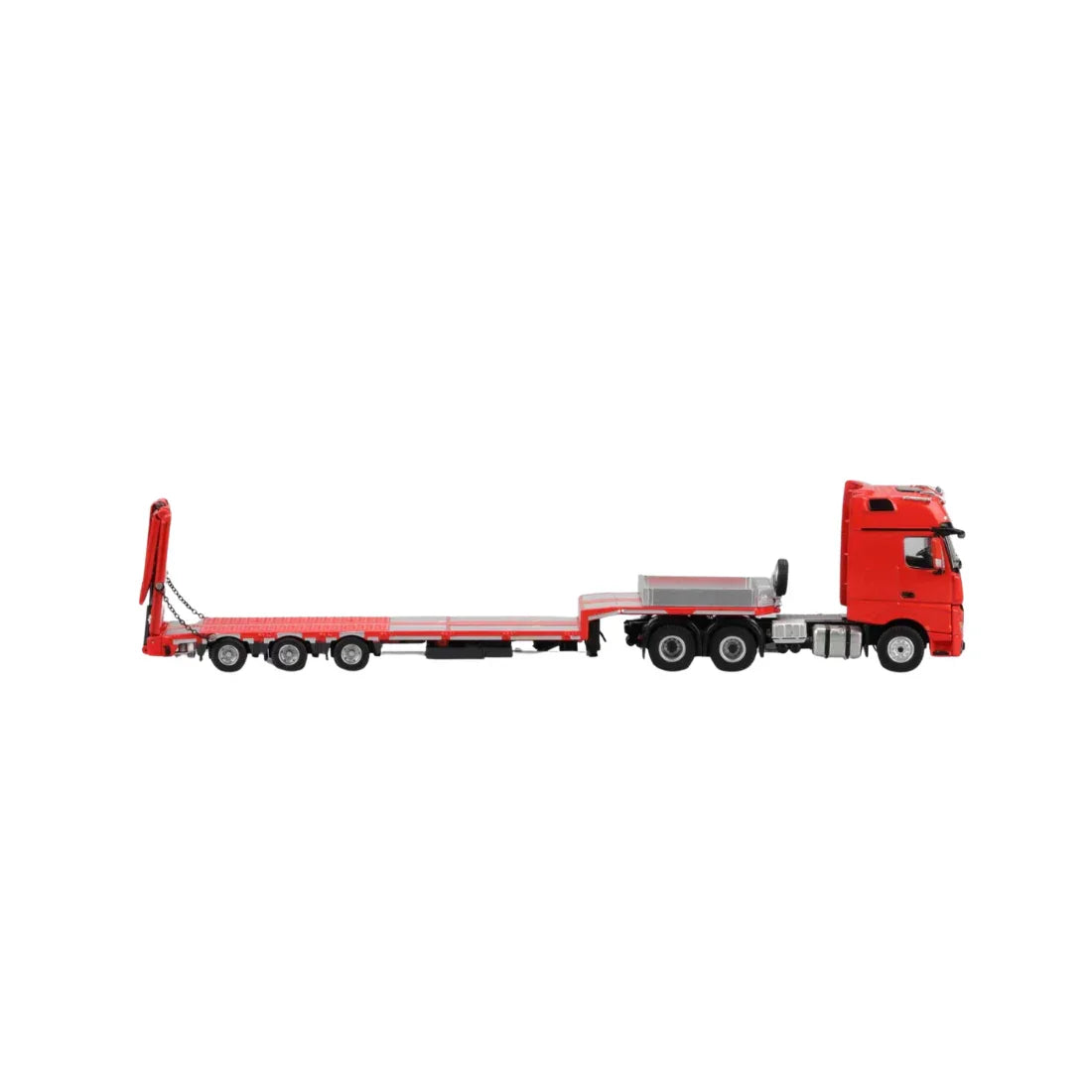 Premium scale diecast model car – *PRE-ORDER* Mercedes-Benz - Flatbed Hauler Trailer, 1:64 Scale (Red) Collectible