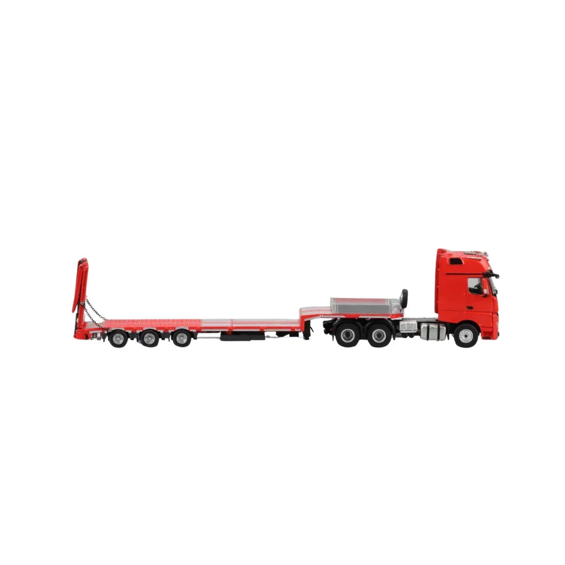 Premium scale diecast model car – *PRE-ORDER* Mercedes-Benz - Flatbed Hauler Trailer, 1:64 Scale (Red) Collectible