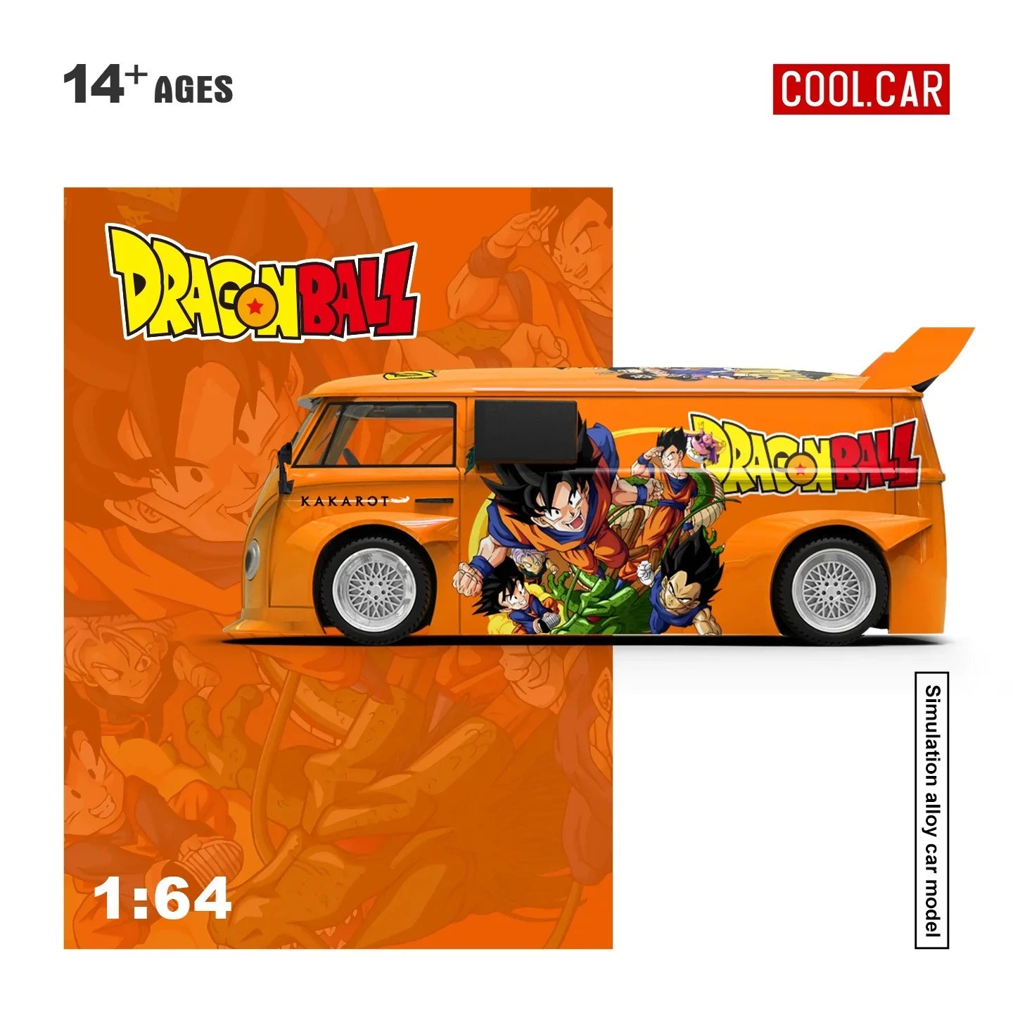 Premium scale diecast model car – *PRE-ORDER* Volkswagen T1 Dragon Ball Painted, 1:64 Scale (Orange) Collectible