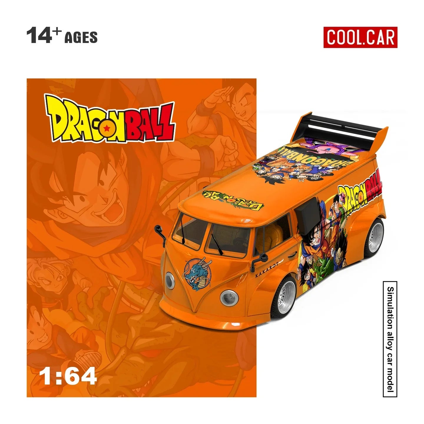 Premium scale diecast model car – *PRE-ORDER* Volkswagen T1 Dragon Ball Painted, 1:64 Scale (Orange) Collectible