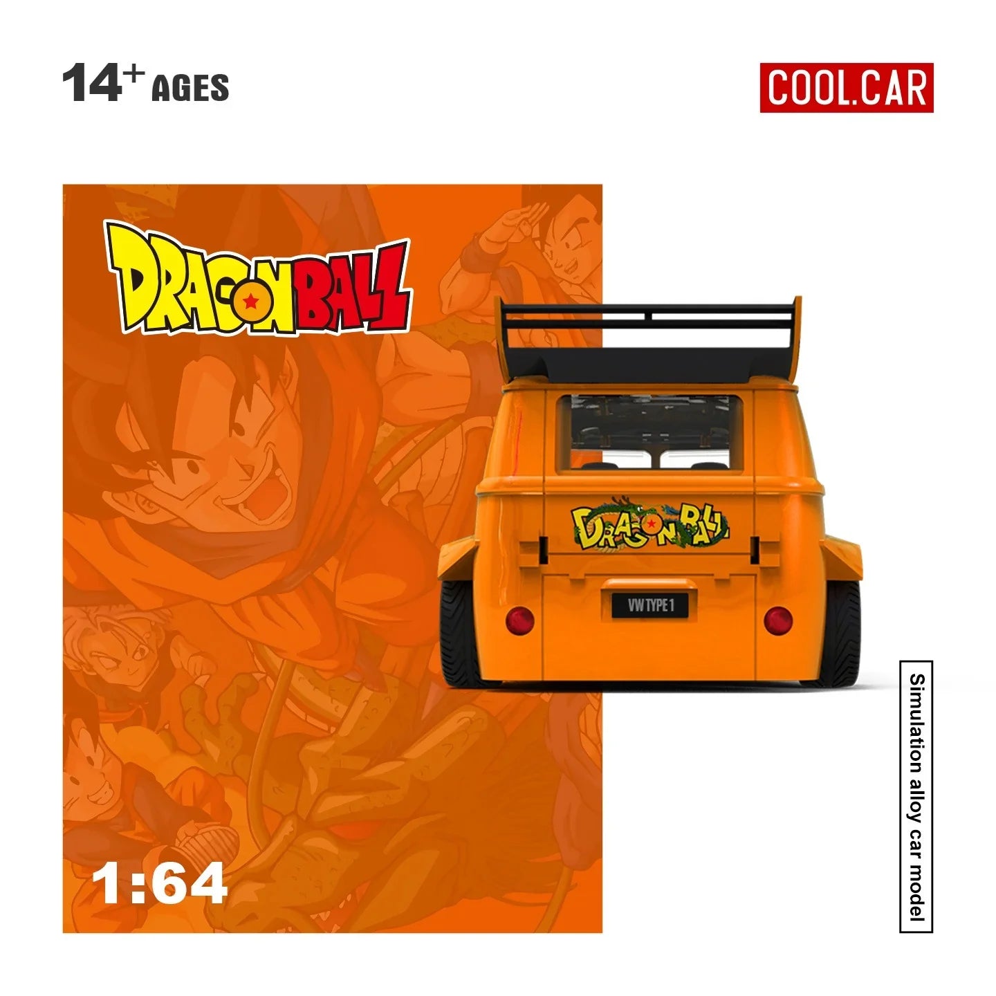 Premium scale diecast model car – *PRE-ORDER* Volkswagen T1 Dragon Ball Painted, 1:64 Scale (Orange) Collectible