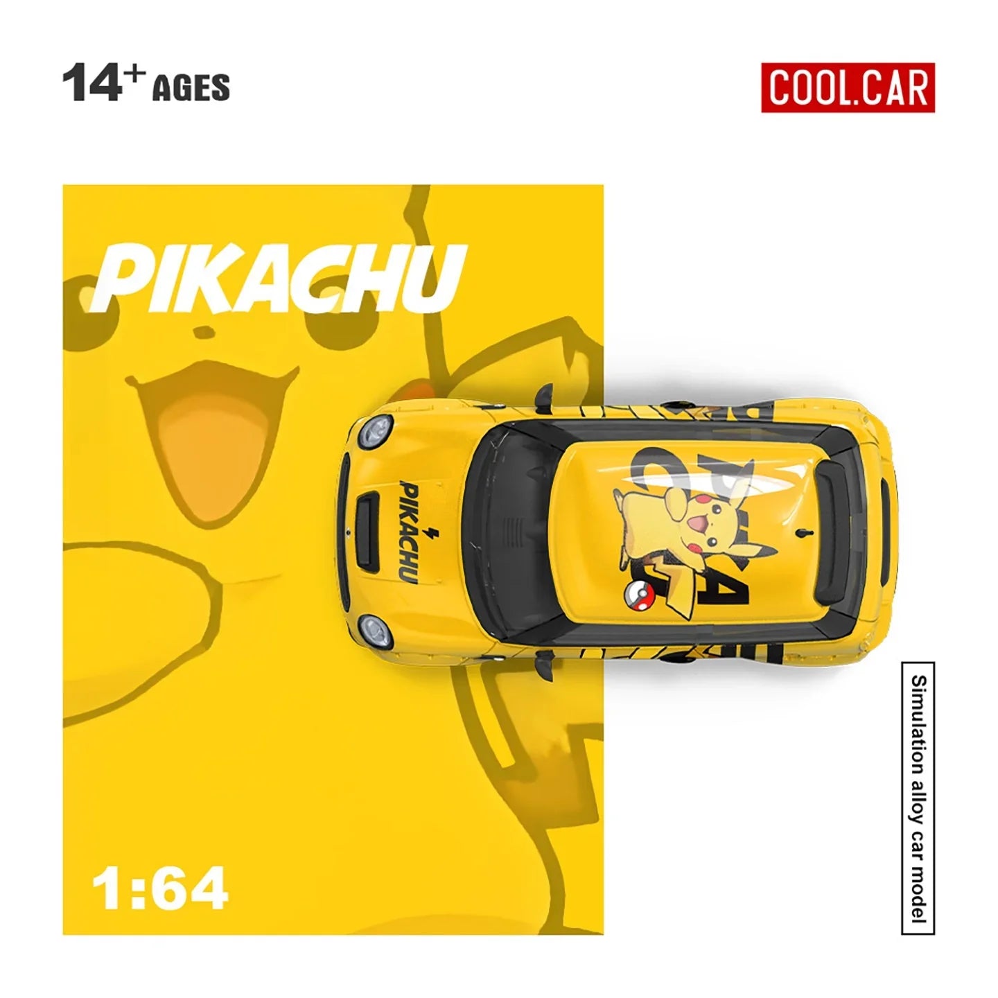 Premium scale diecast model car – *PRE-ORDER* Mini Cooper Pikachu Painted, 1:64 Scale (Yellow) Collectible